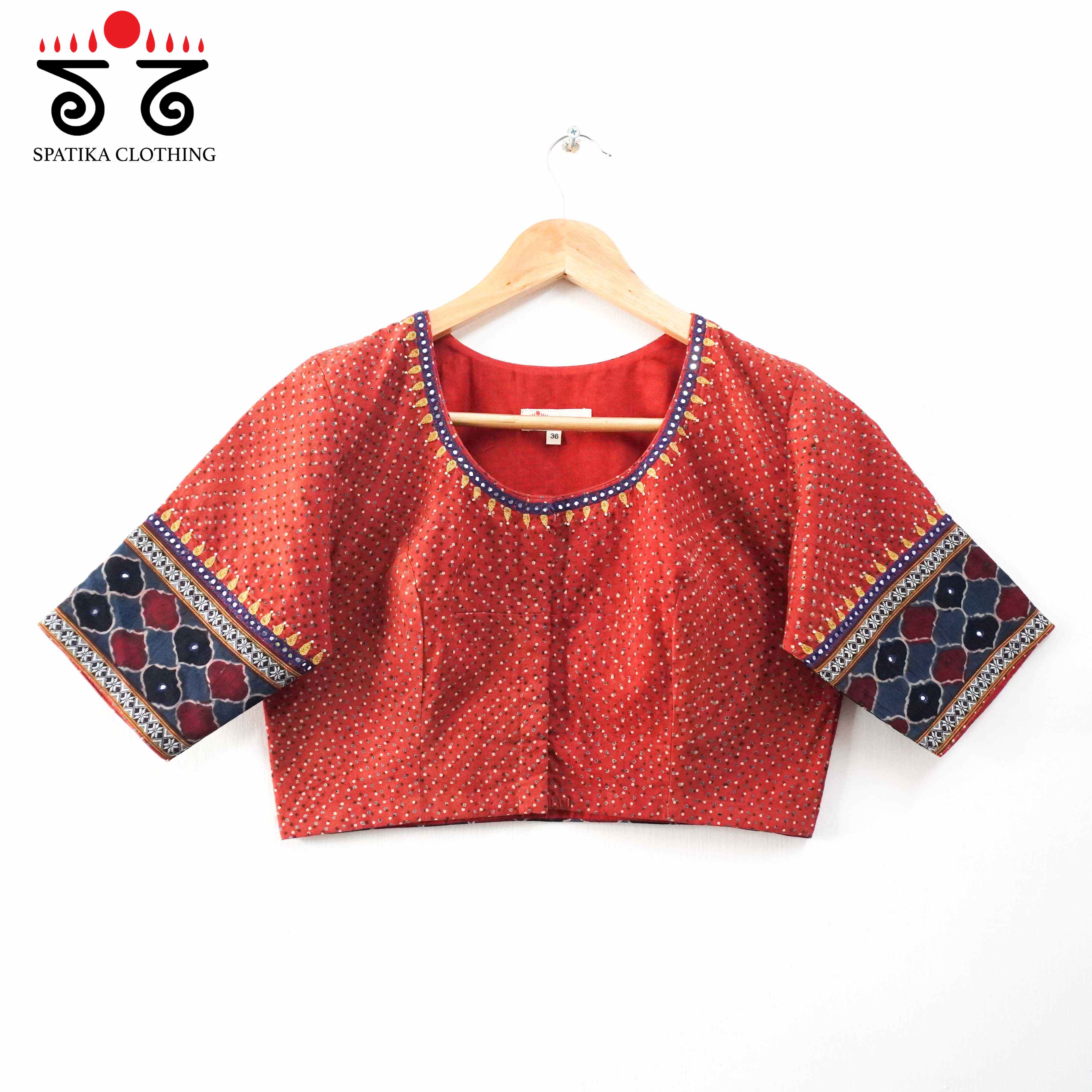 Ajrak Hand embroidered Blouse
