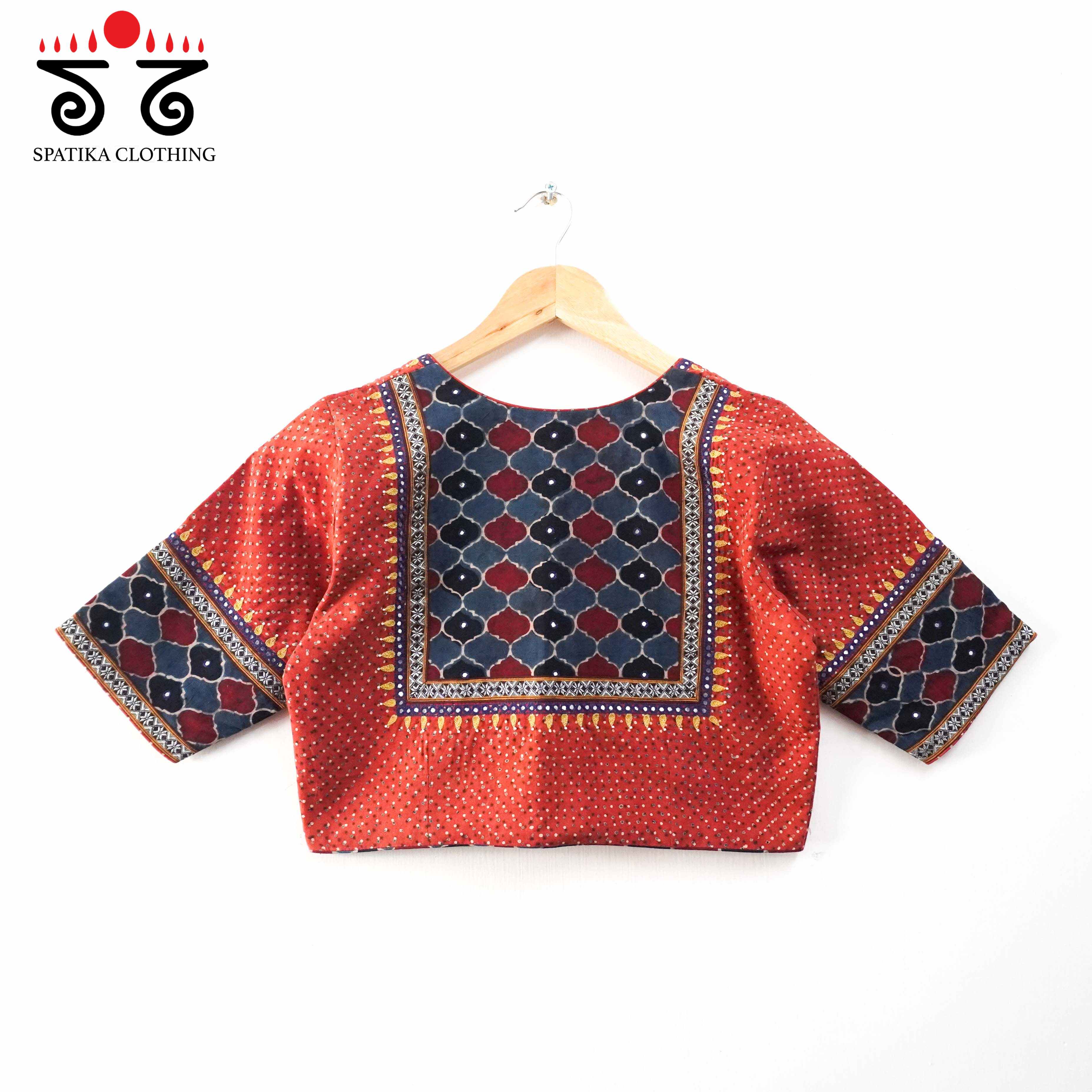 Ajrak Hand embroidered Blouse