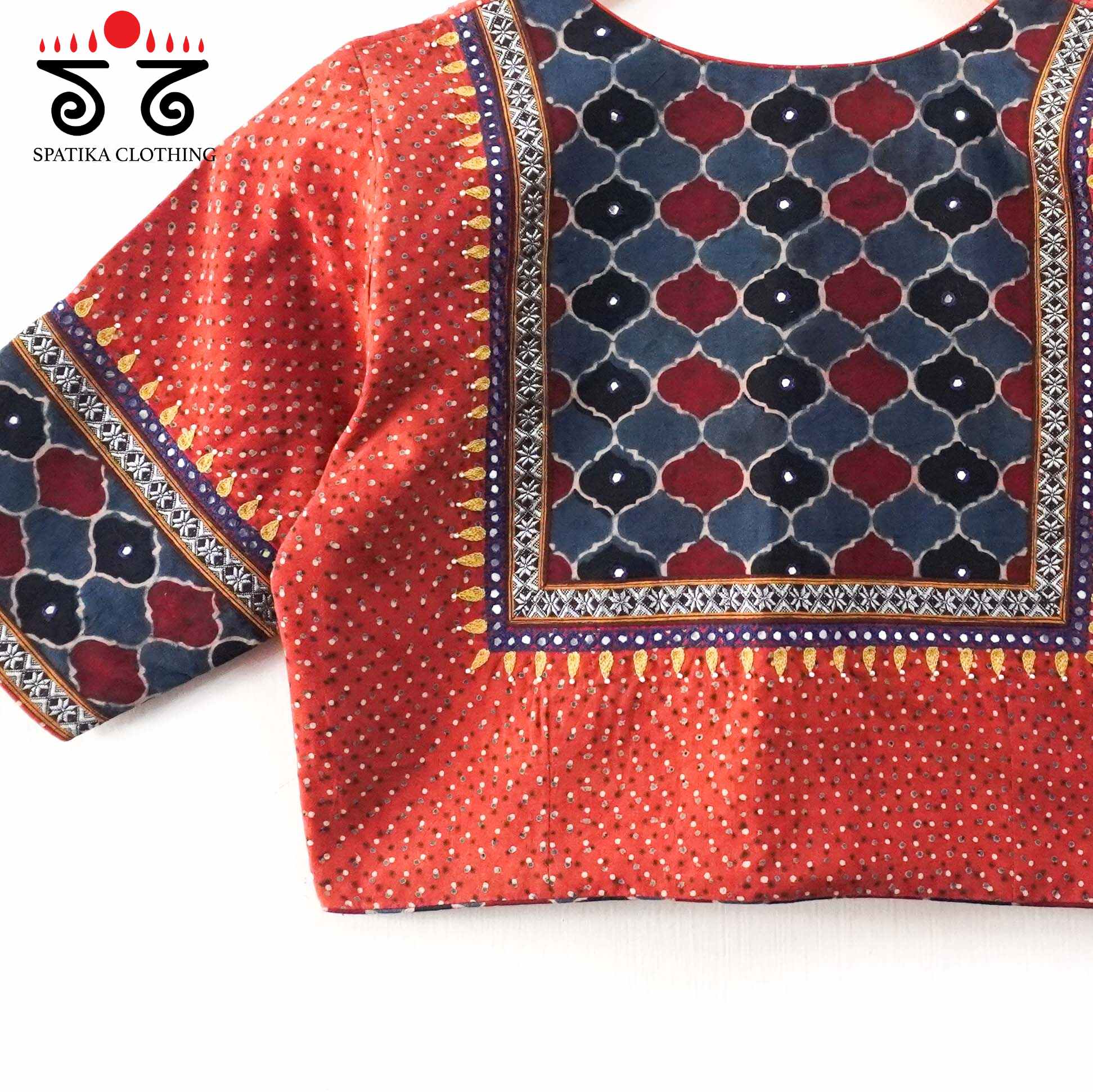 Ajrak Hand embroidered Blouse