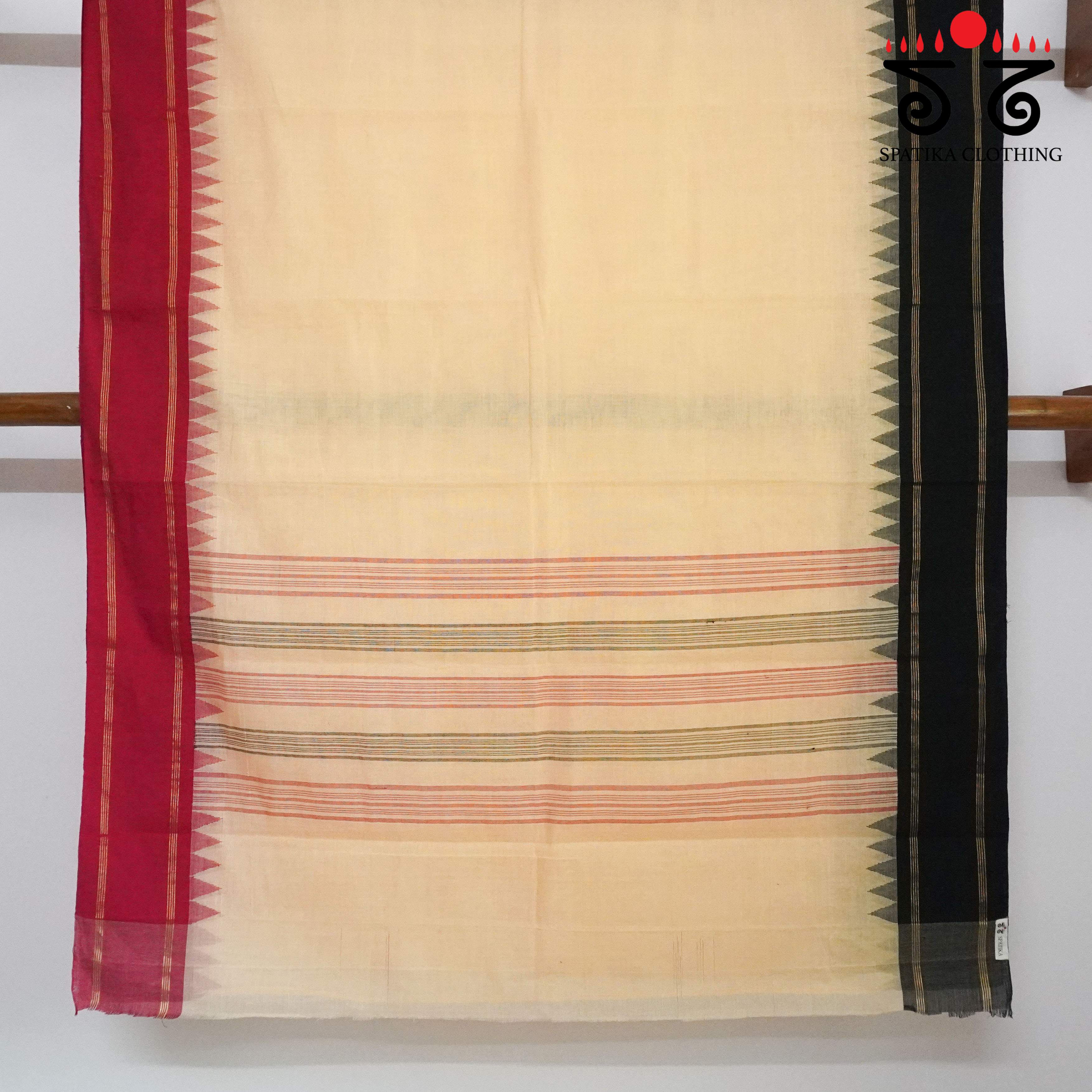 Peach Ponduru Handspun Cotton Saree