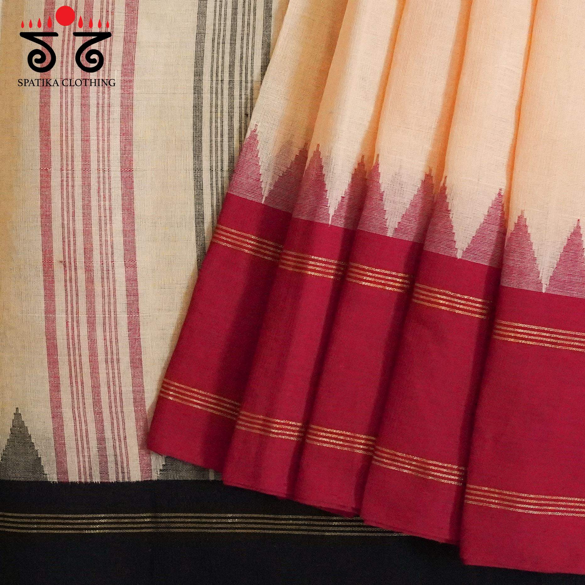 Peach Ponduru Handspun Cotton Saree