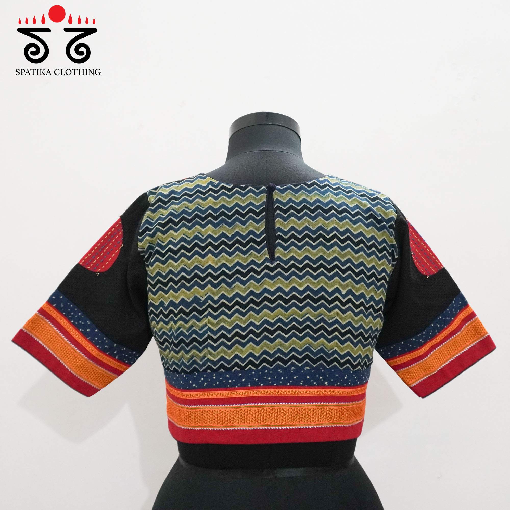 Blue Ajrak Patch Work Blouse New!