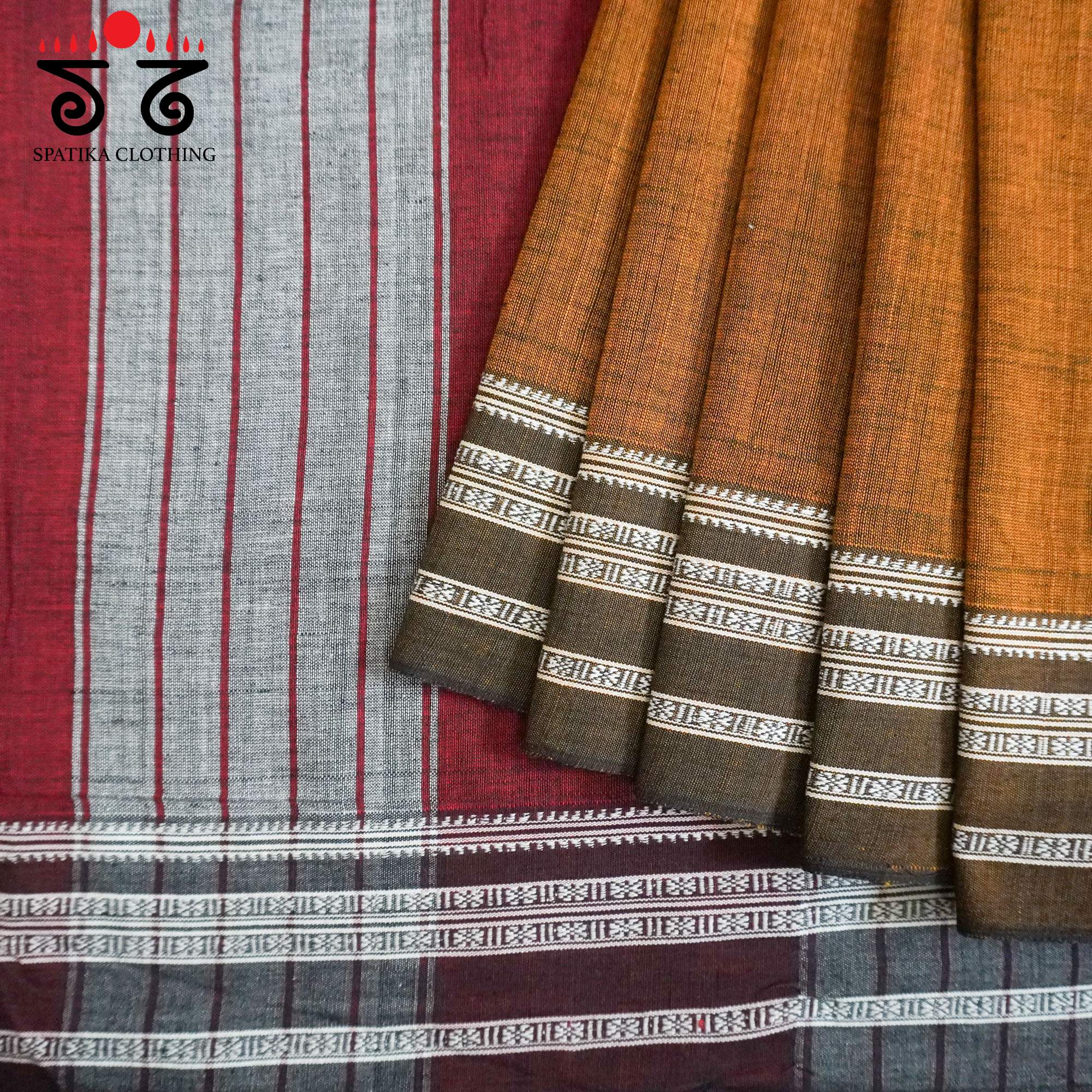 Brown Ilkal Handwoven Cotton Saree - Kalamkari Blouse
