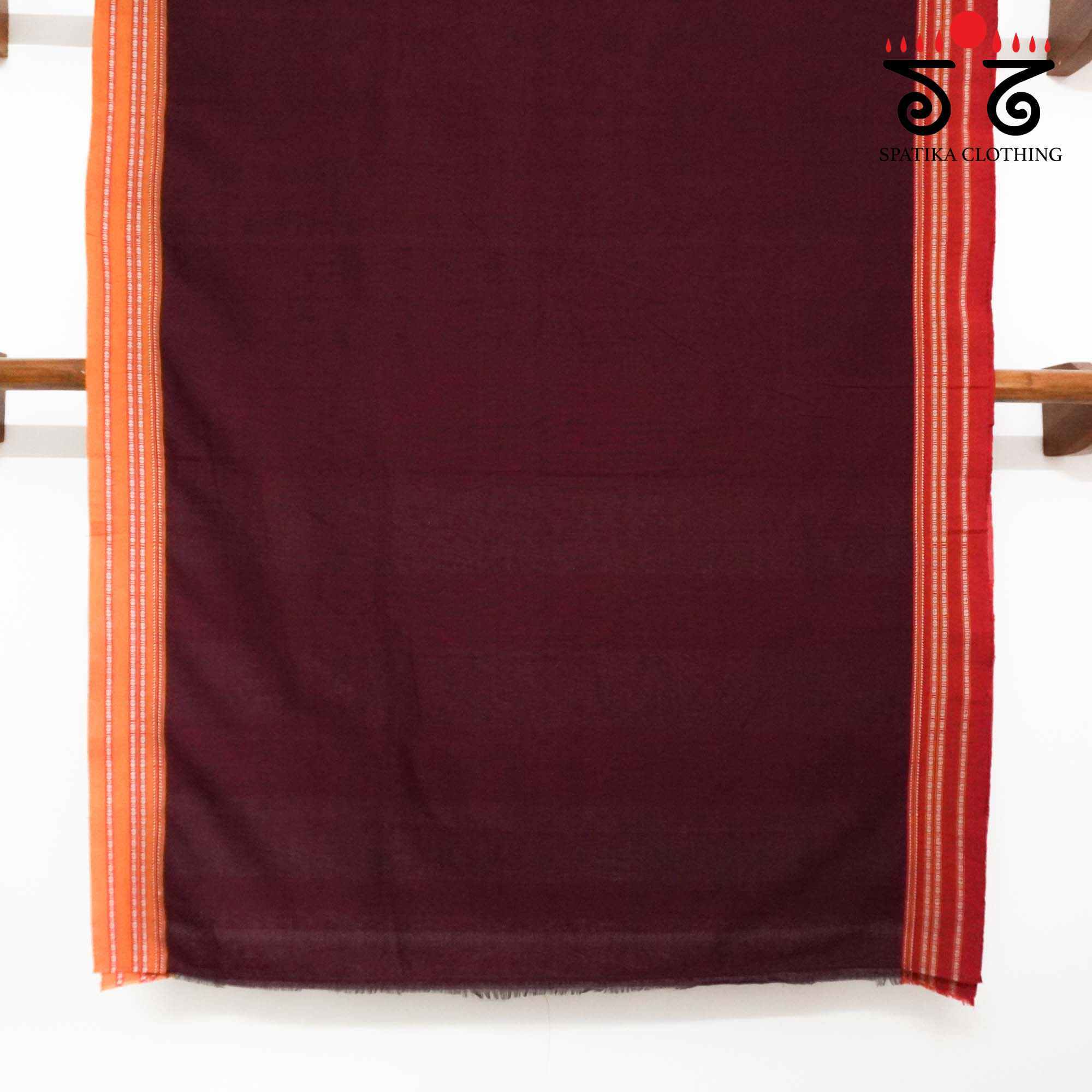 Maroon Ilkal Handwoven Cotton Saree - Bandhini Blouse