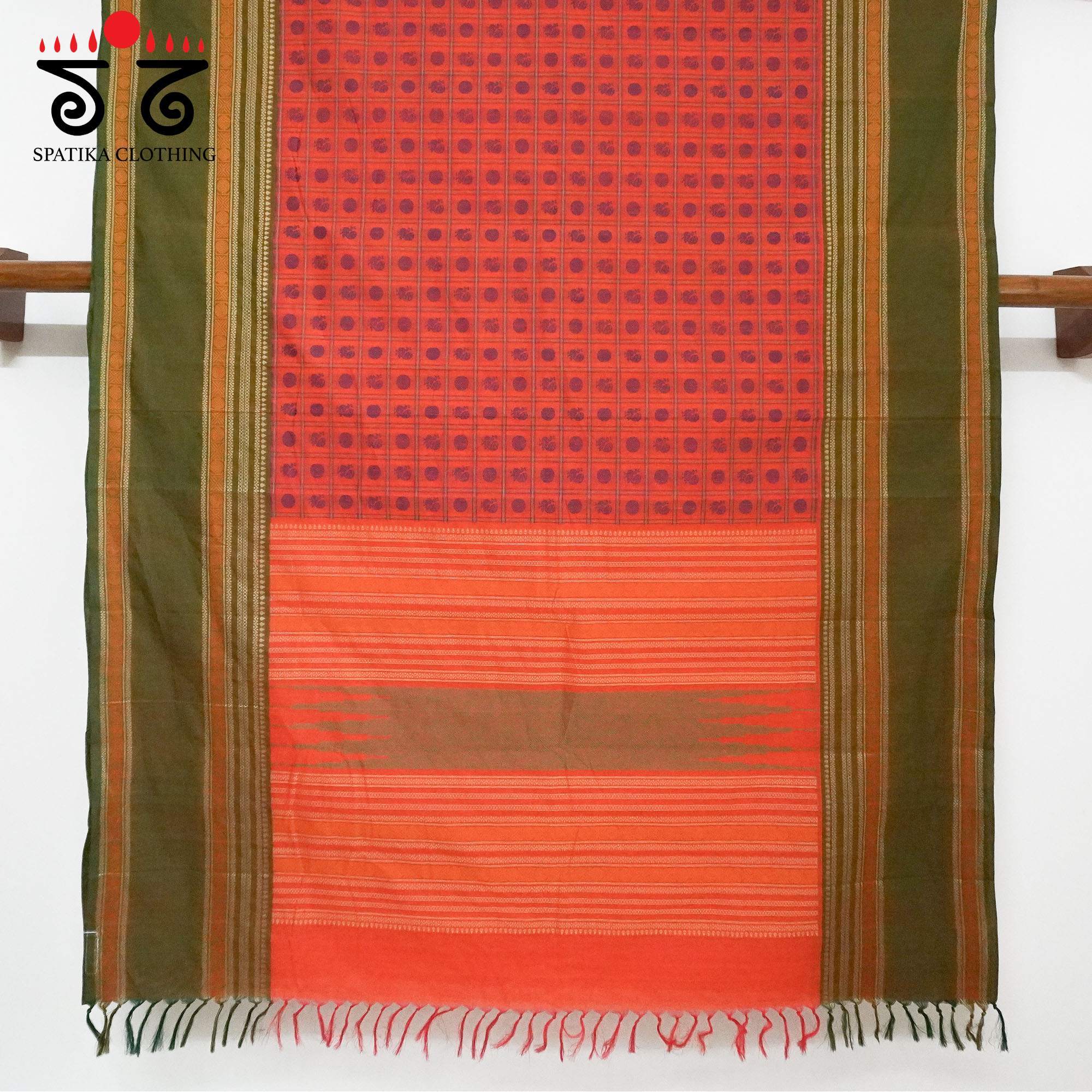 Orange Kanchi Ayiram Butta Cotton Saree