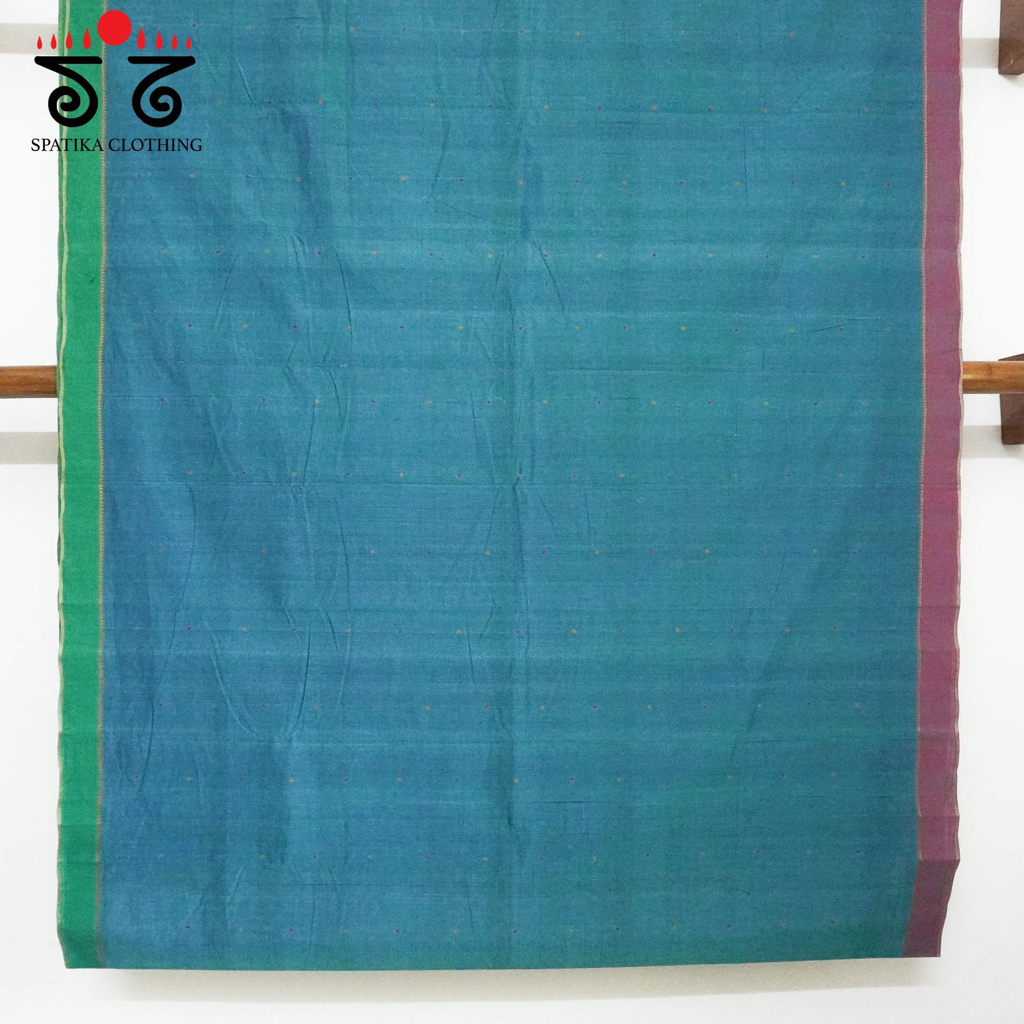 Blue Kanchi Cotton Saree With ikat Blouse