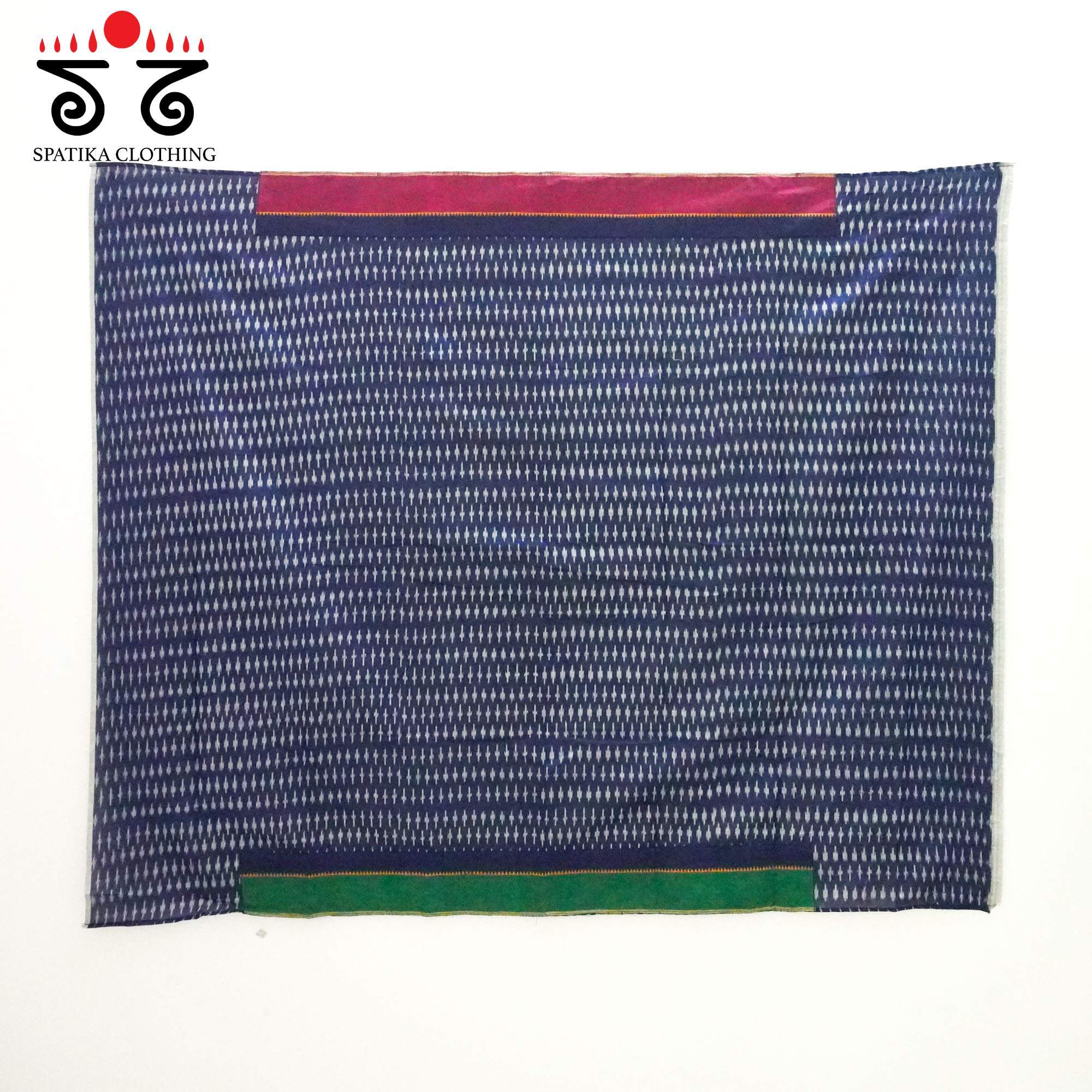 Blue Kanchi Cotton Saree With ikat Blouse