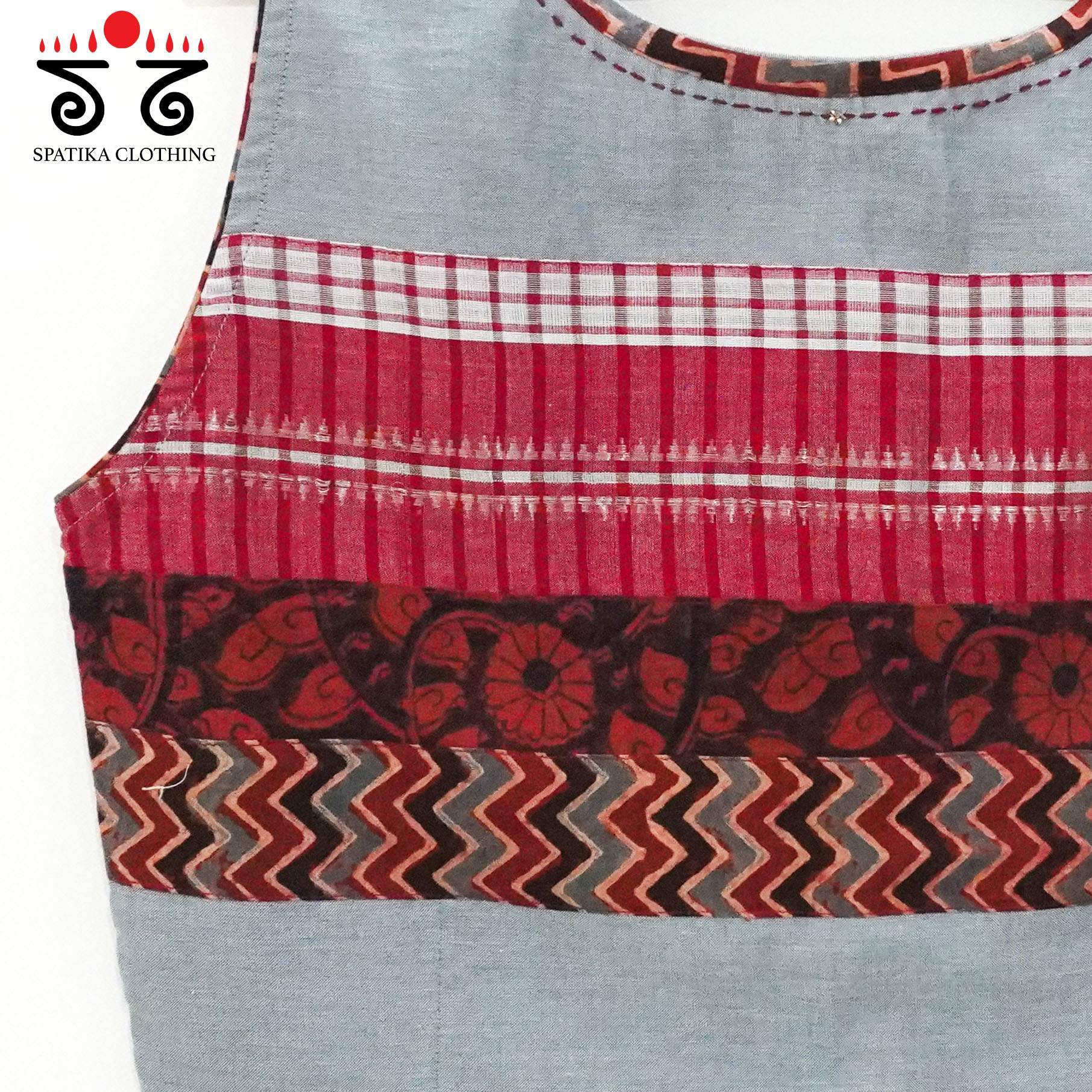 Grey Kalamkari Sleeveless Blouse