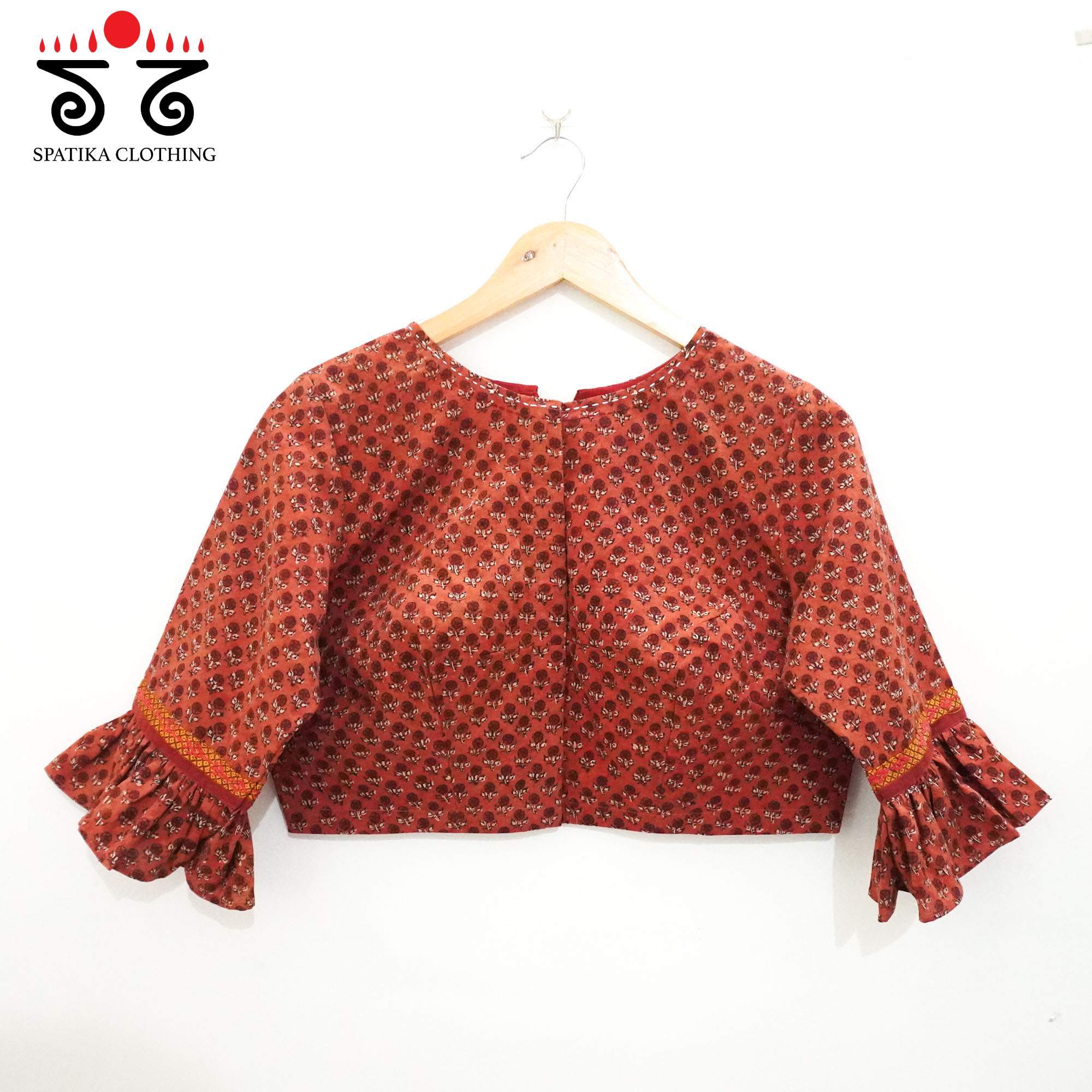 The Red Ruffle Sleeves Blouse