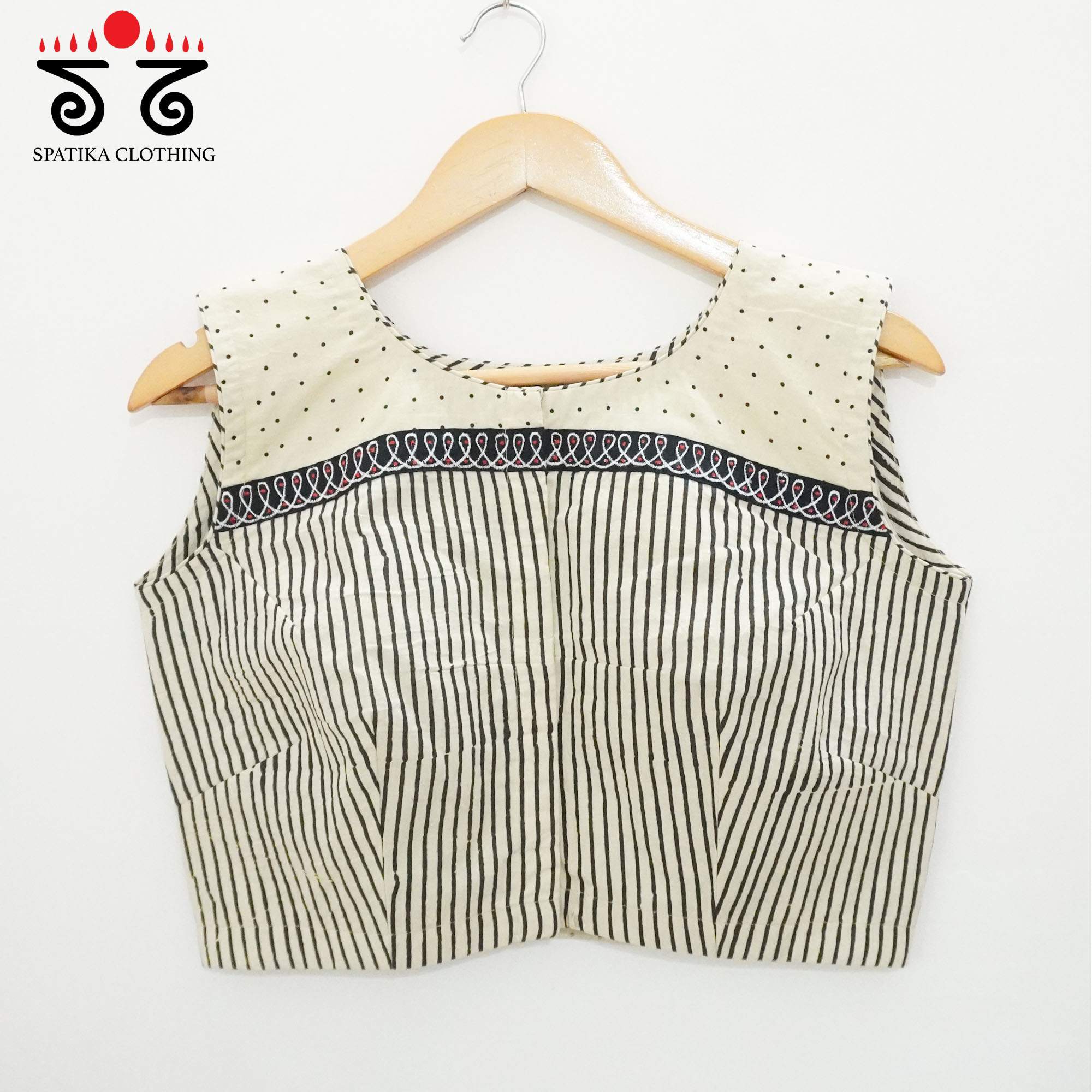 White Ajrakh - Kolam Sleeveless Blouse