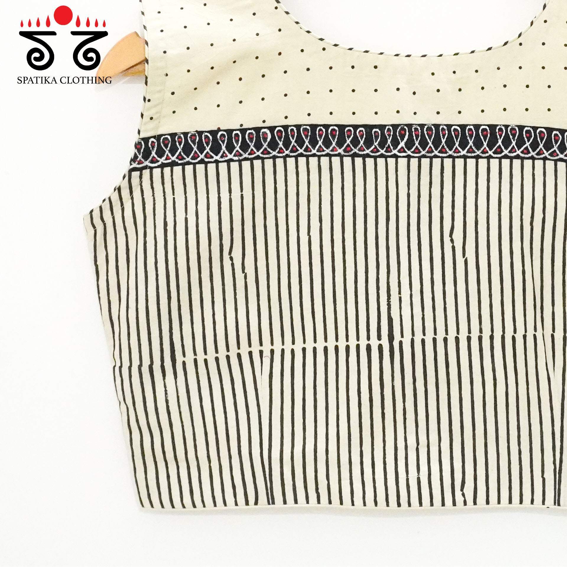 White Ajrakh - Kolam Sleeveless Blouse