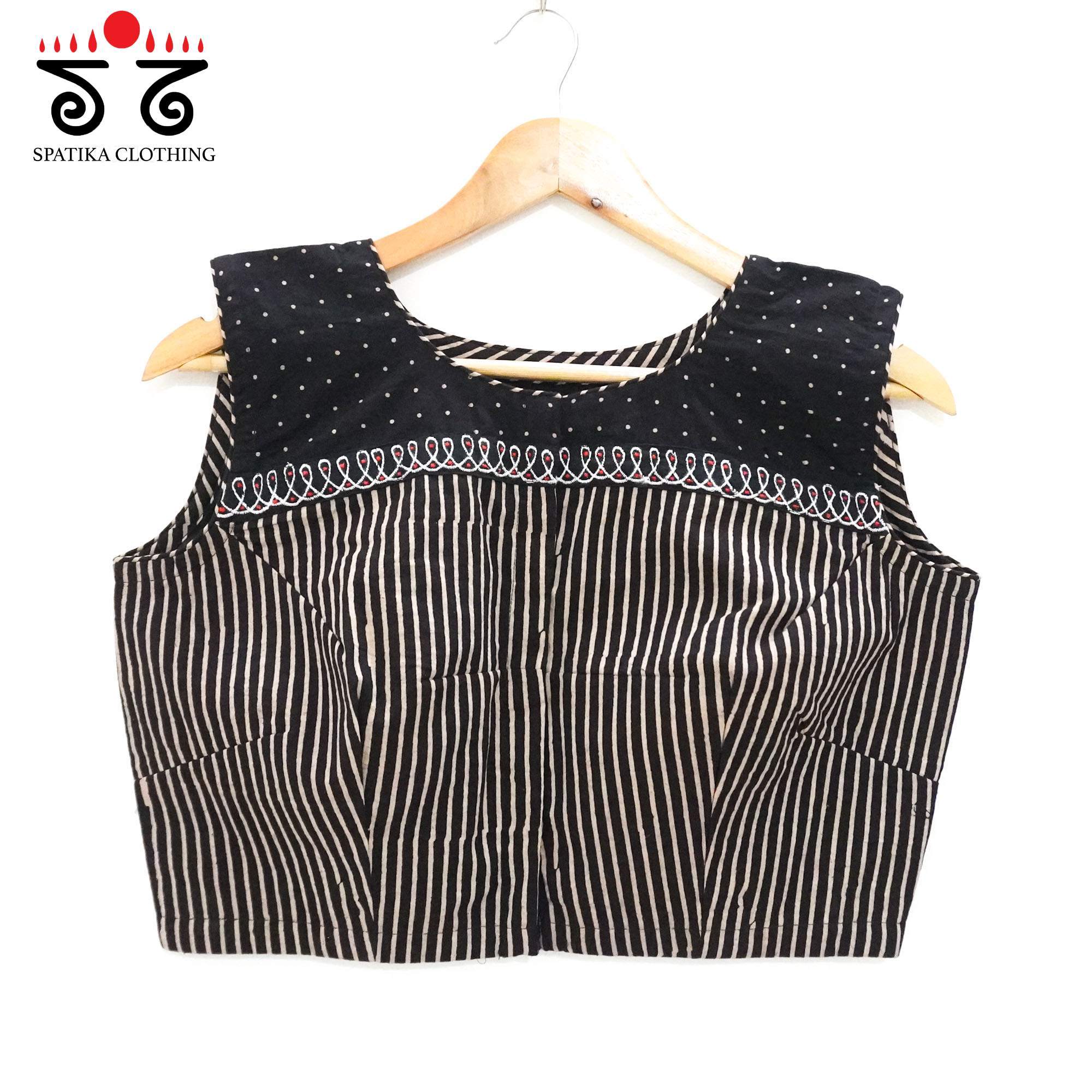 Black Ajrakh - Kolam Sleeveless Blouse