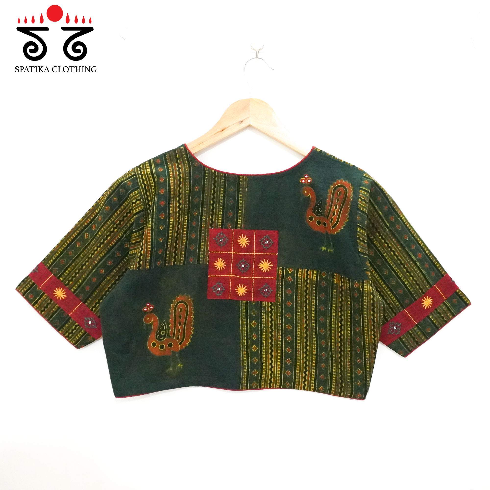 Green Morni Collage-Handcrafted Blouse