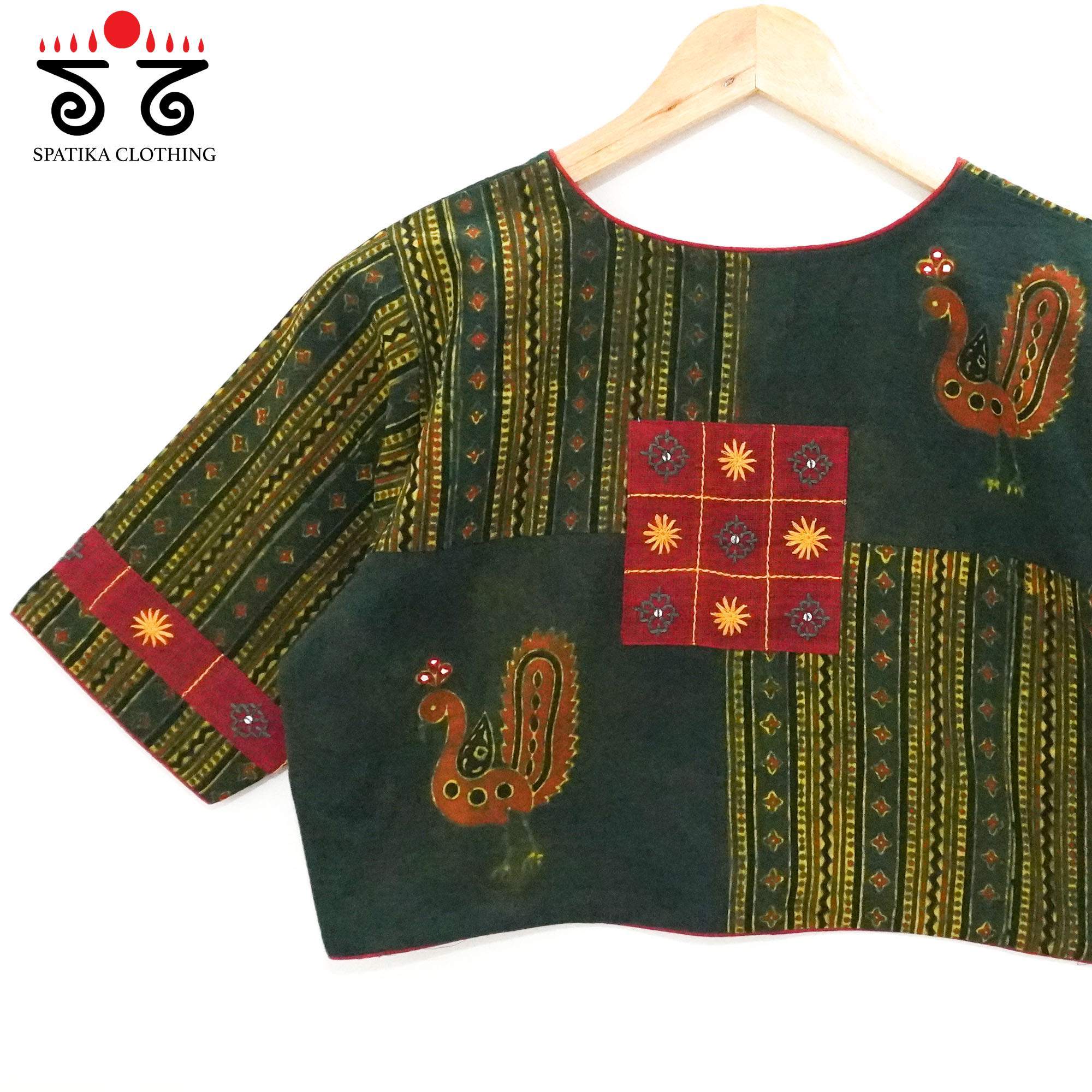 Green Morni Collage-Handcrafted Blouse