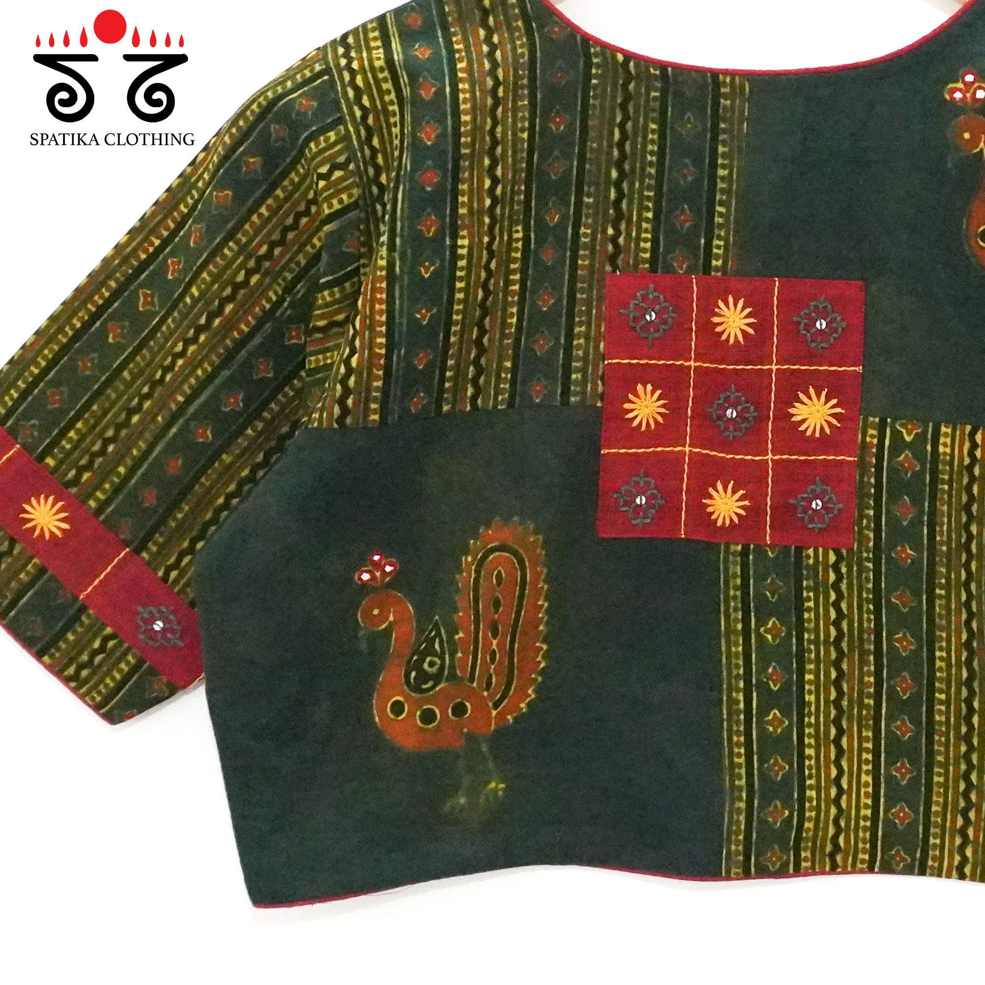 Green Morni Collage-Handcrafted Blouse