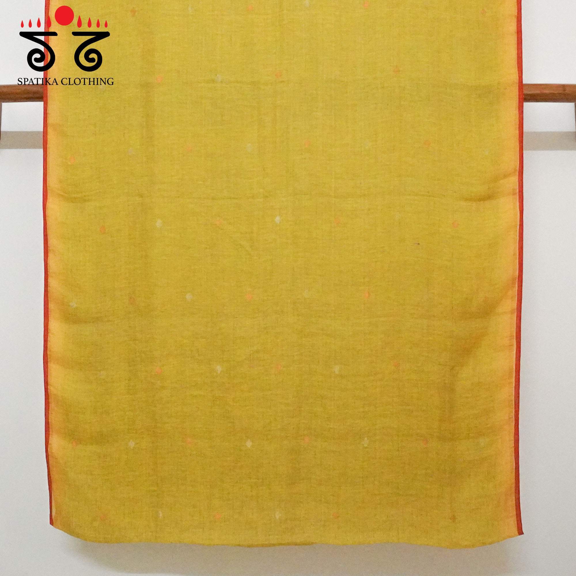 Yellow Jamdhani-Linen Cotton Saree