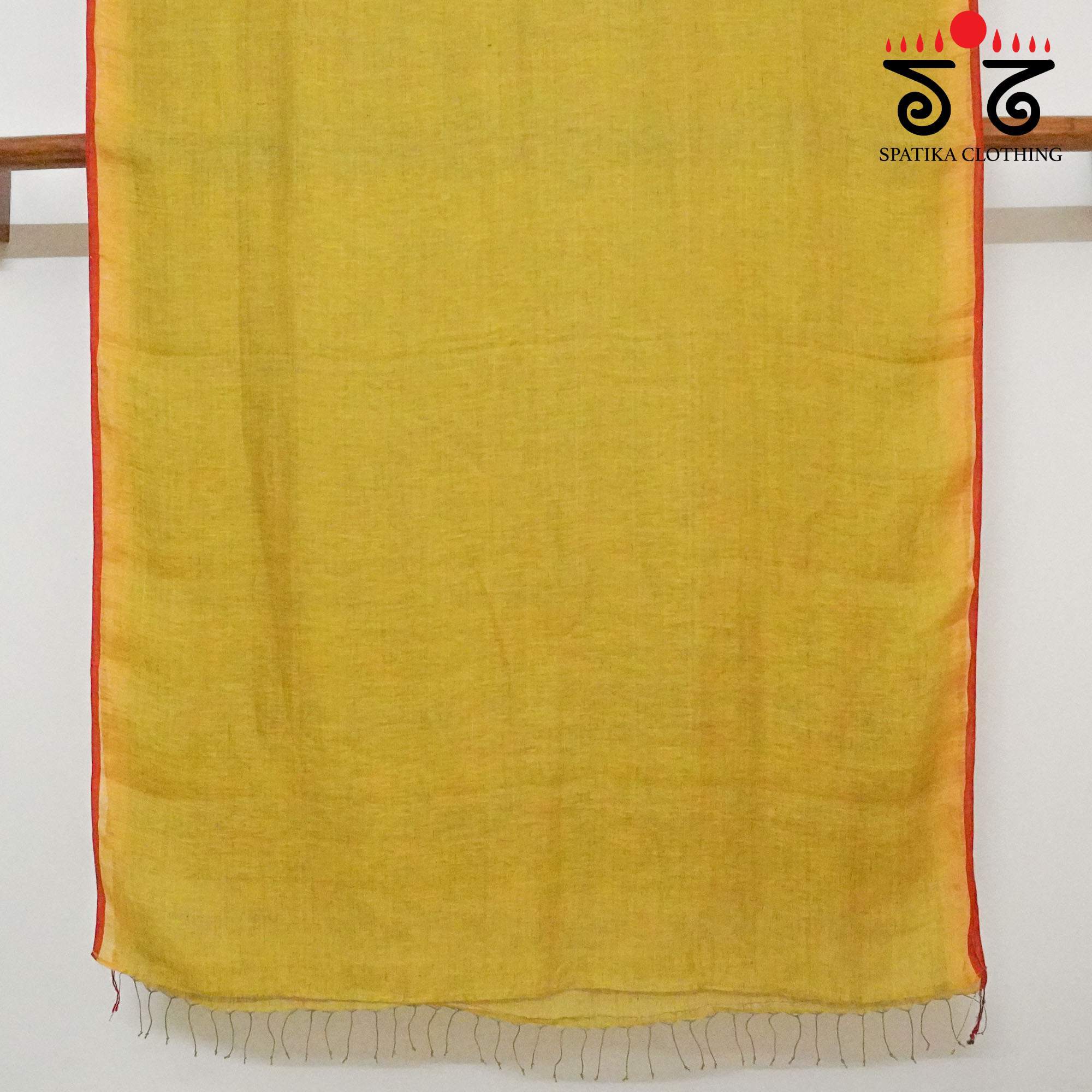 Yellow Jamdhani-Linen Cotton Saree