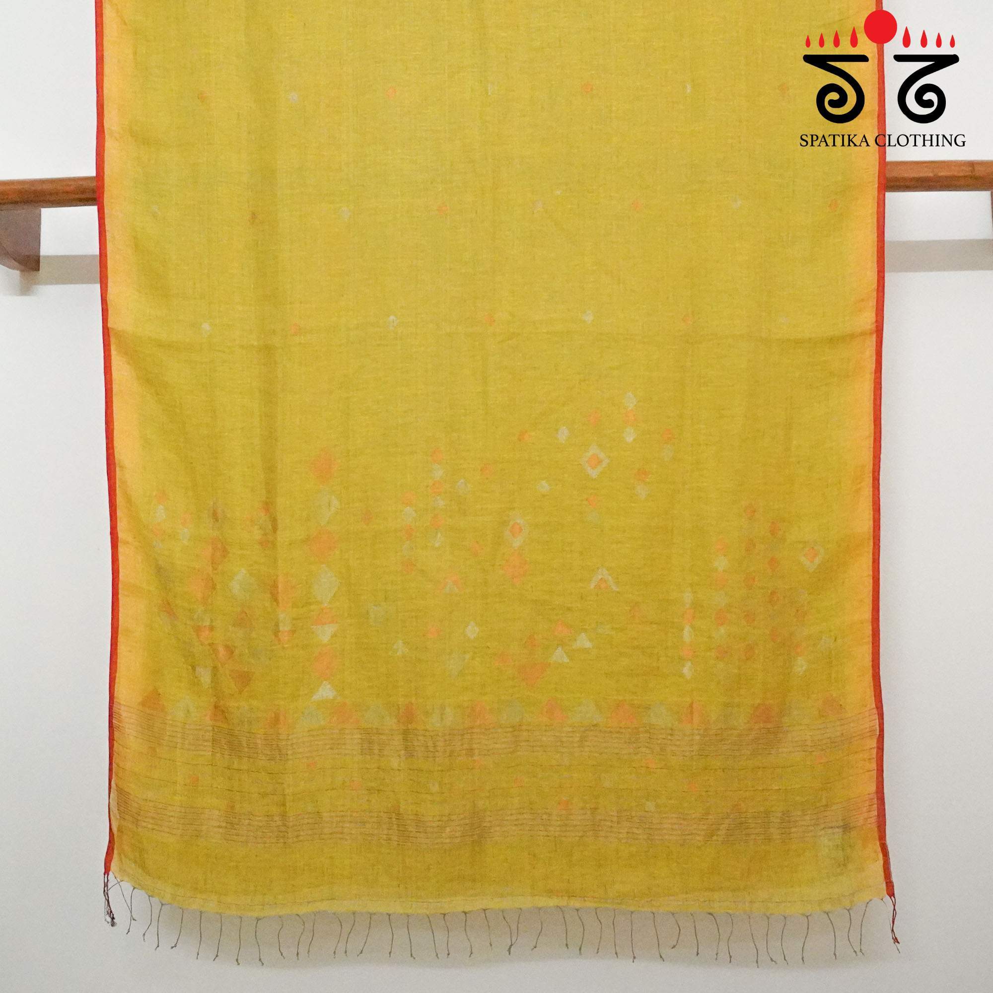 Yellow Jamdhani-Linen Cotton Saree