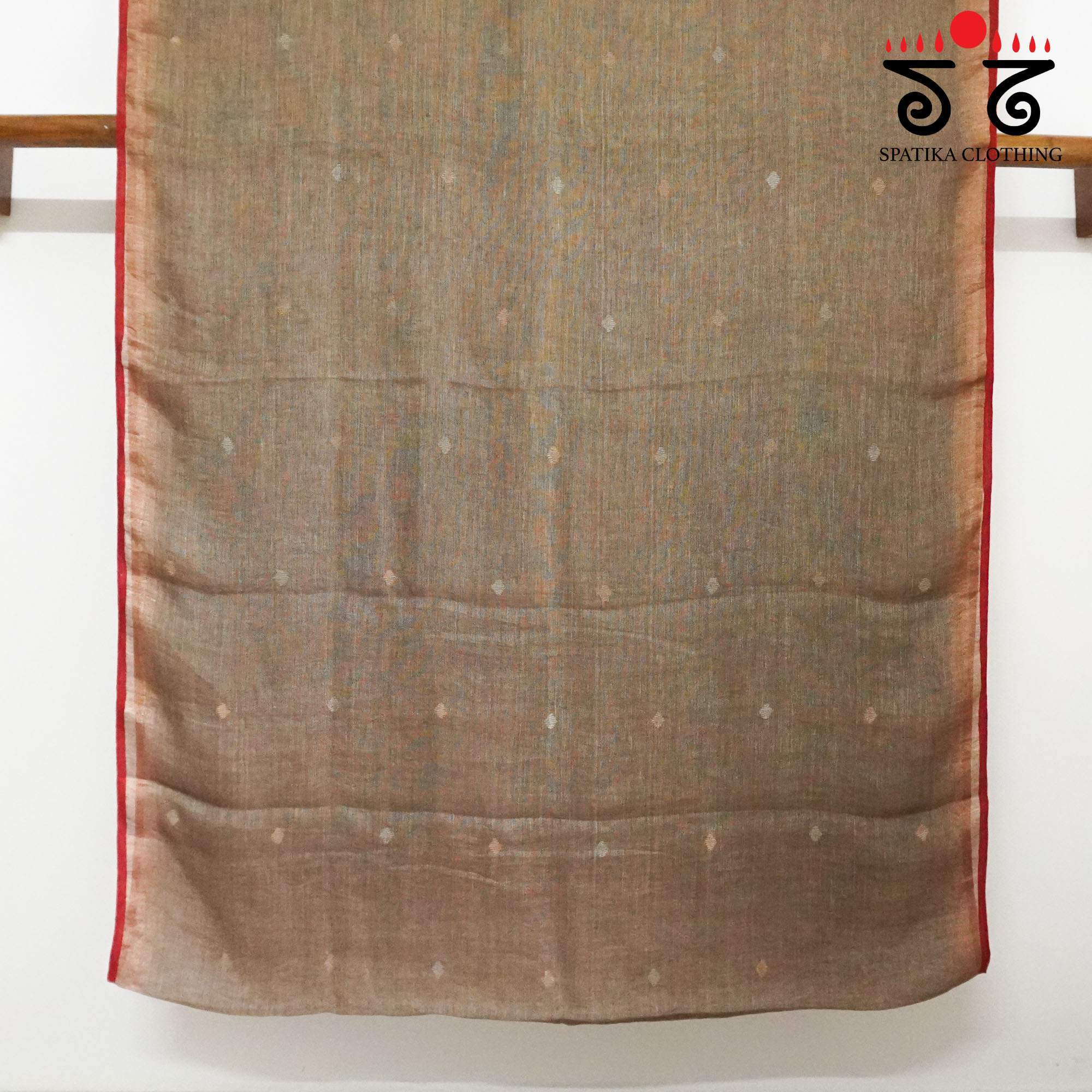 Light Brown Jamdhani-Linen Cotton Saree