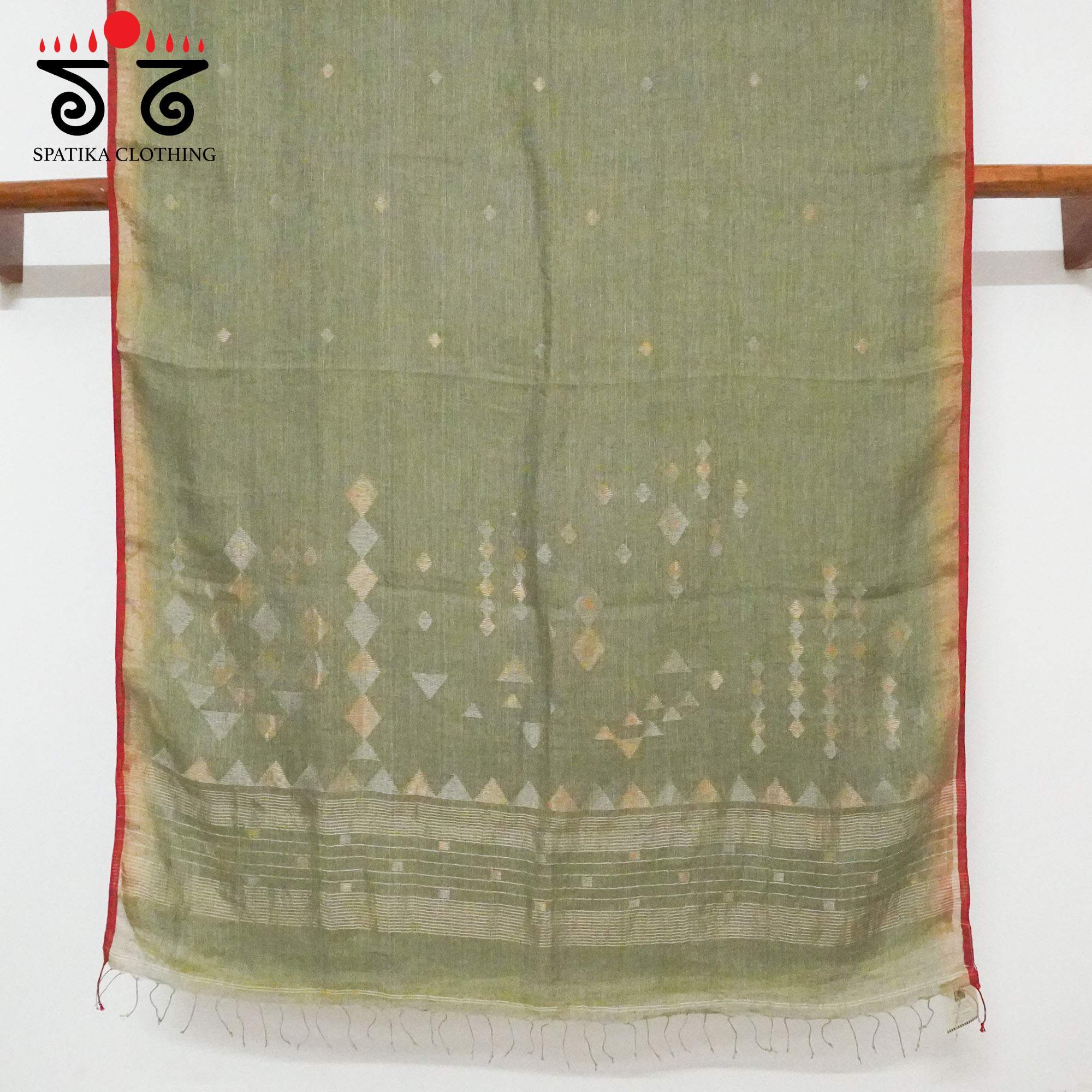 Light Grey Jamdhani-Linen Cotton Saree