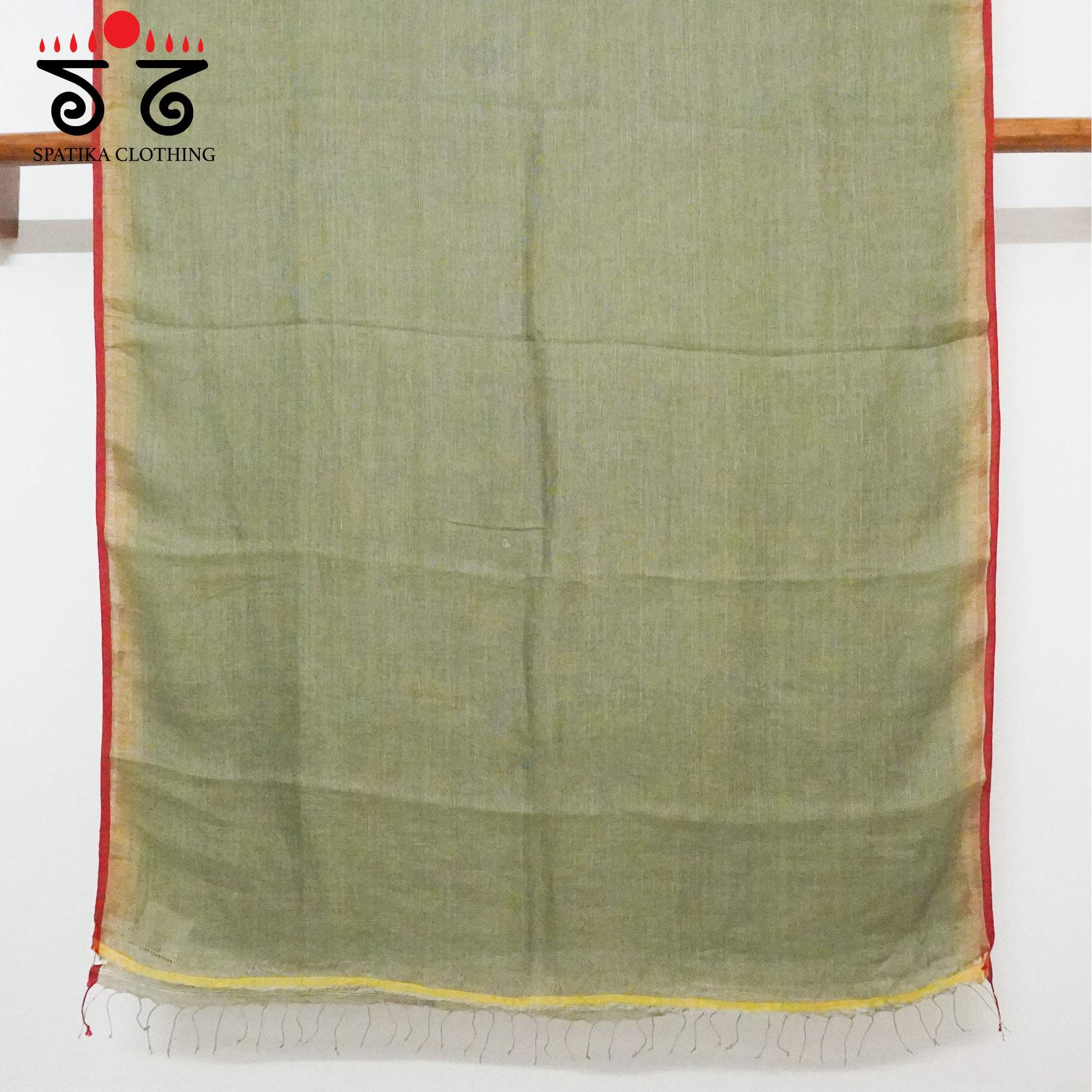 Light Grey Jamdhani-Linen Cotton Saree