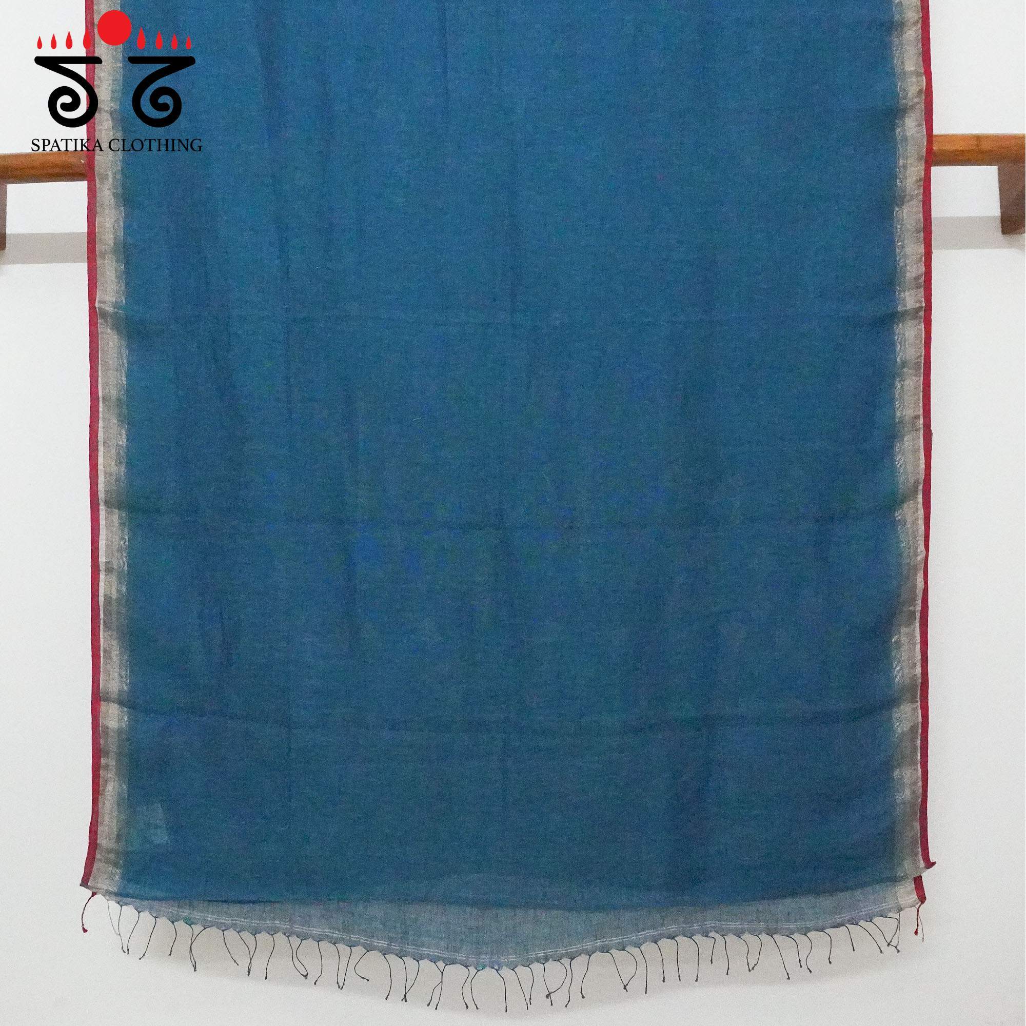 Blue Jamdhani-Linen Cotton Saree