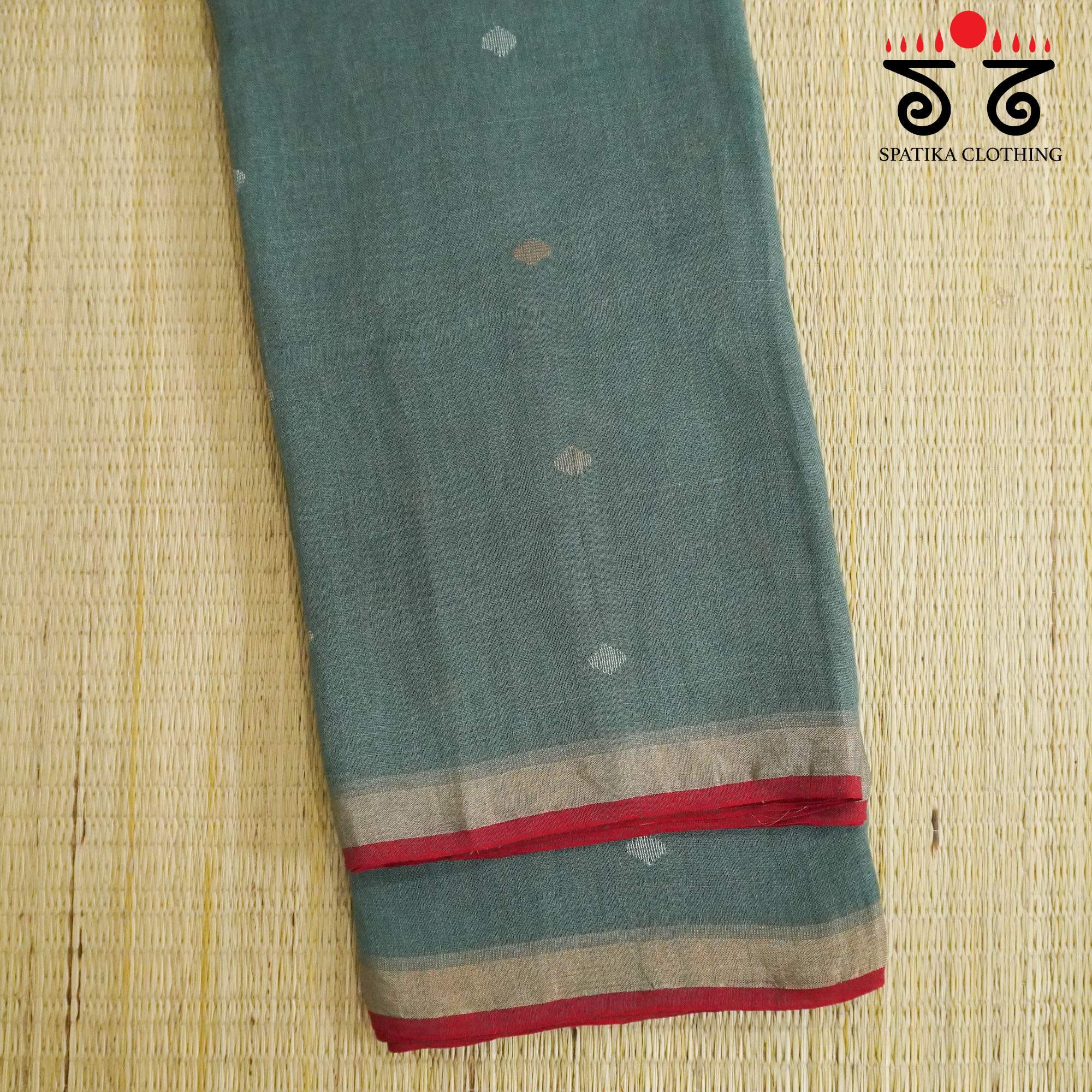 Grey Jamdhani-Linen Cotton Saree