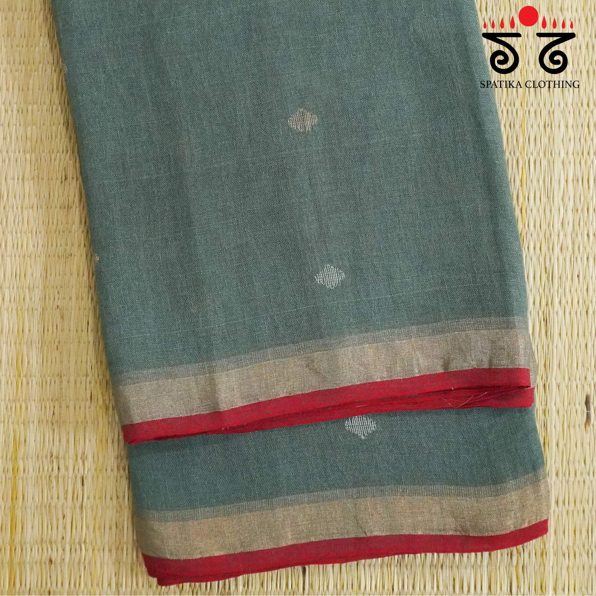 Grey Jamdhani-Linen Cotton Saree