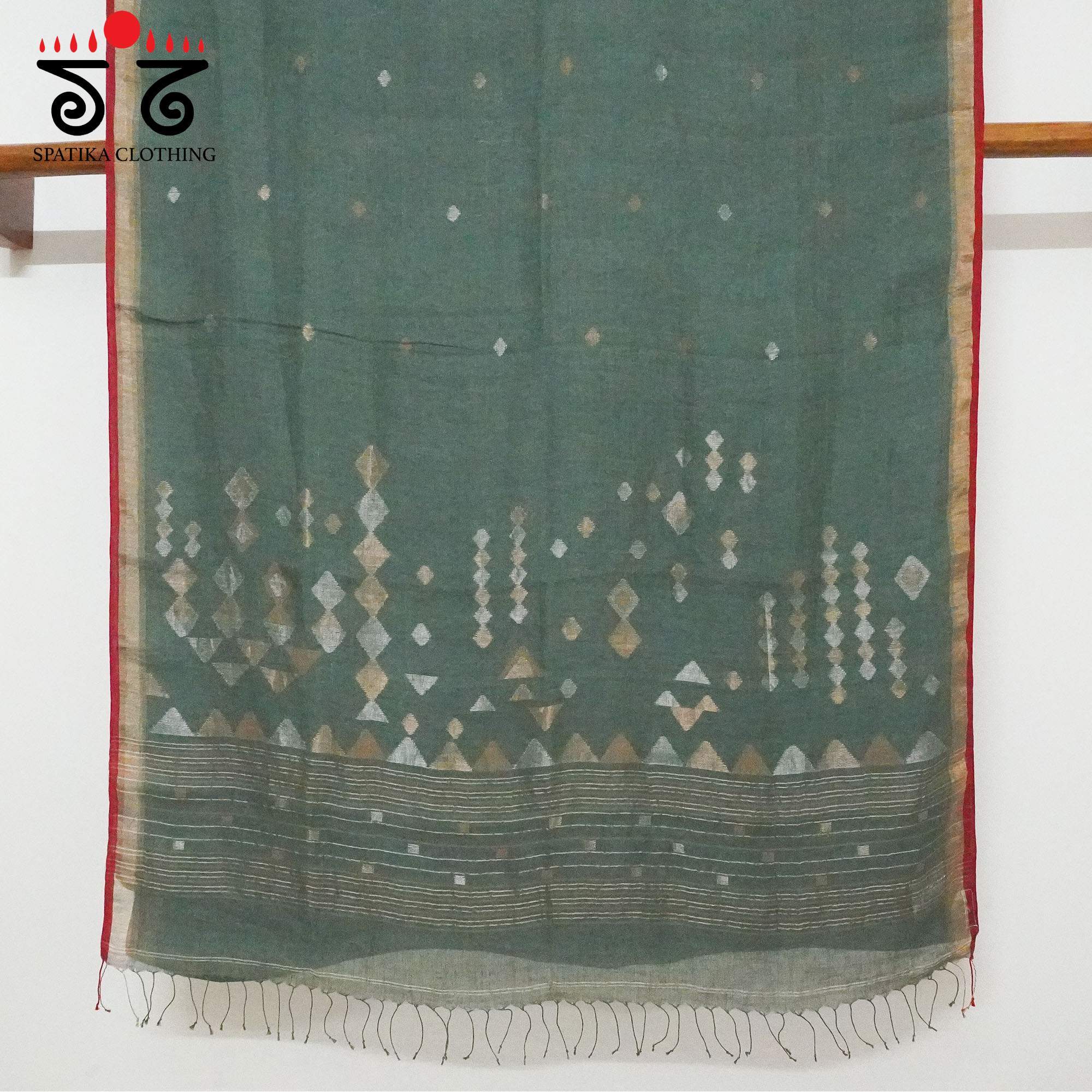 Grey Jamdhani-Linen Cotton Saree