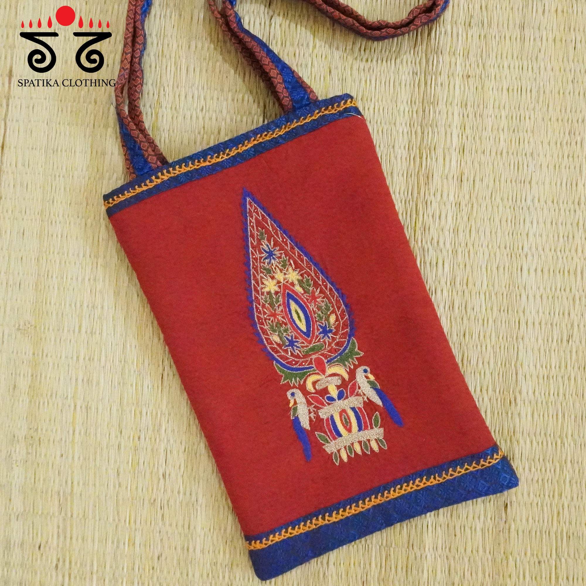 Red Hand Embroidered Hand Bag