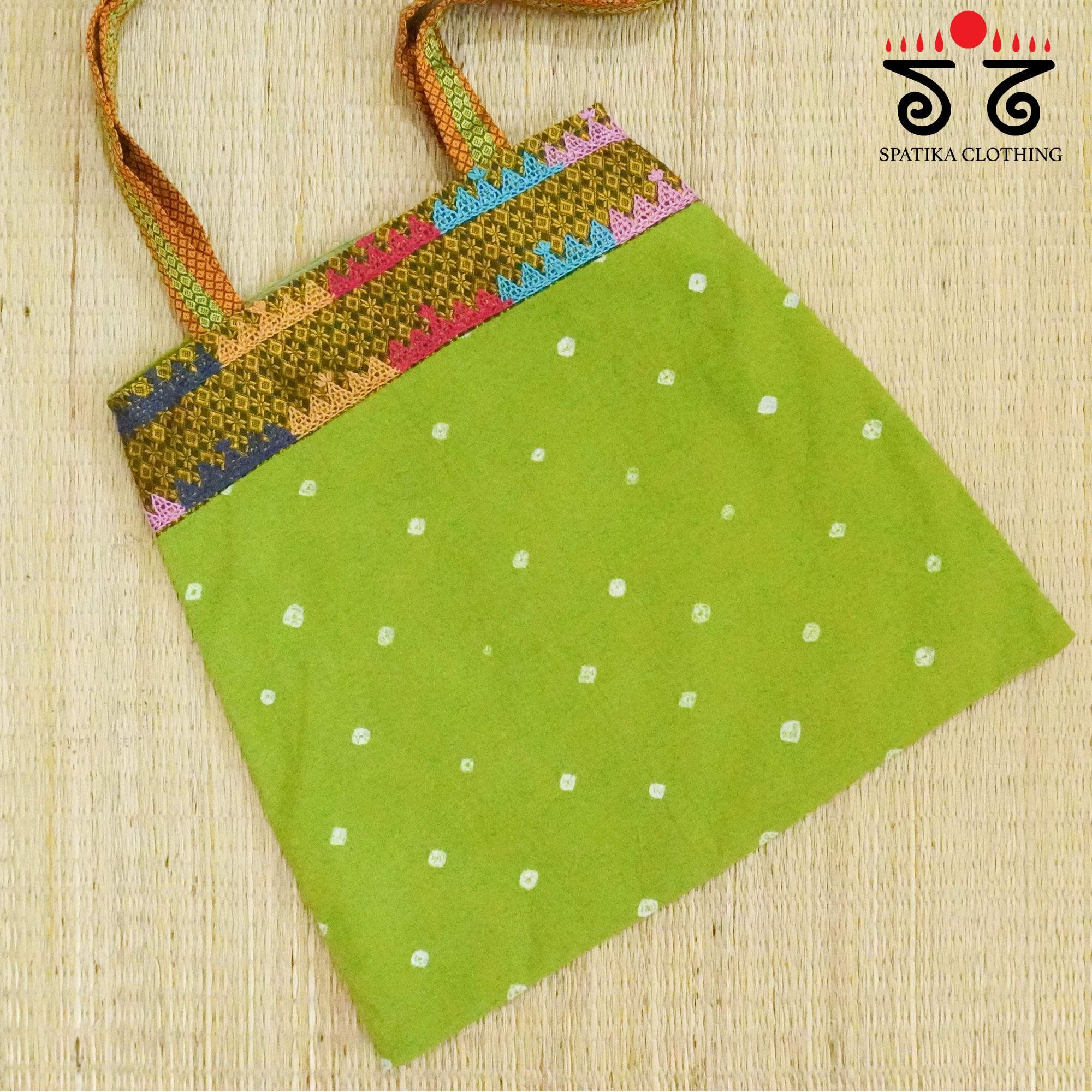Green Lambani Hand Embroidered Hand Bag