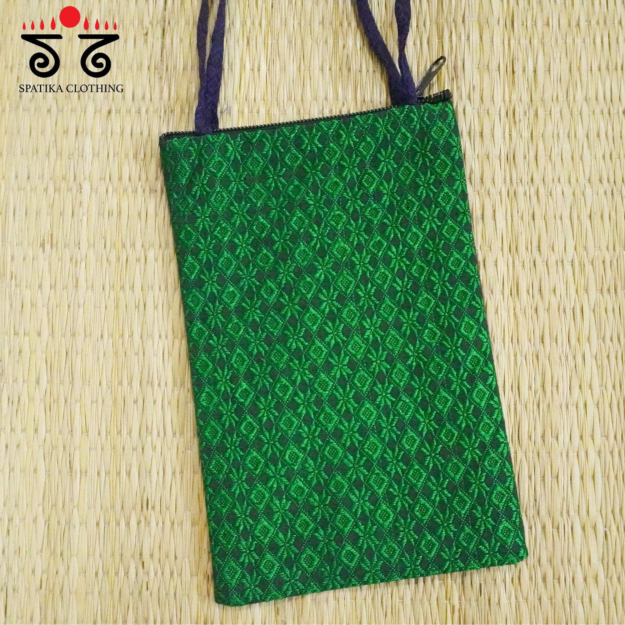 Blue Hand Embroidered Mobile Pouch