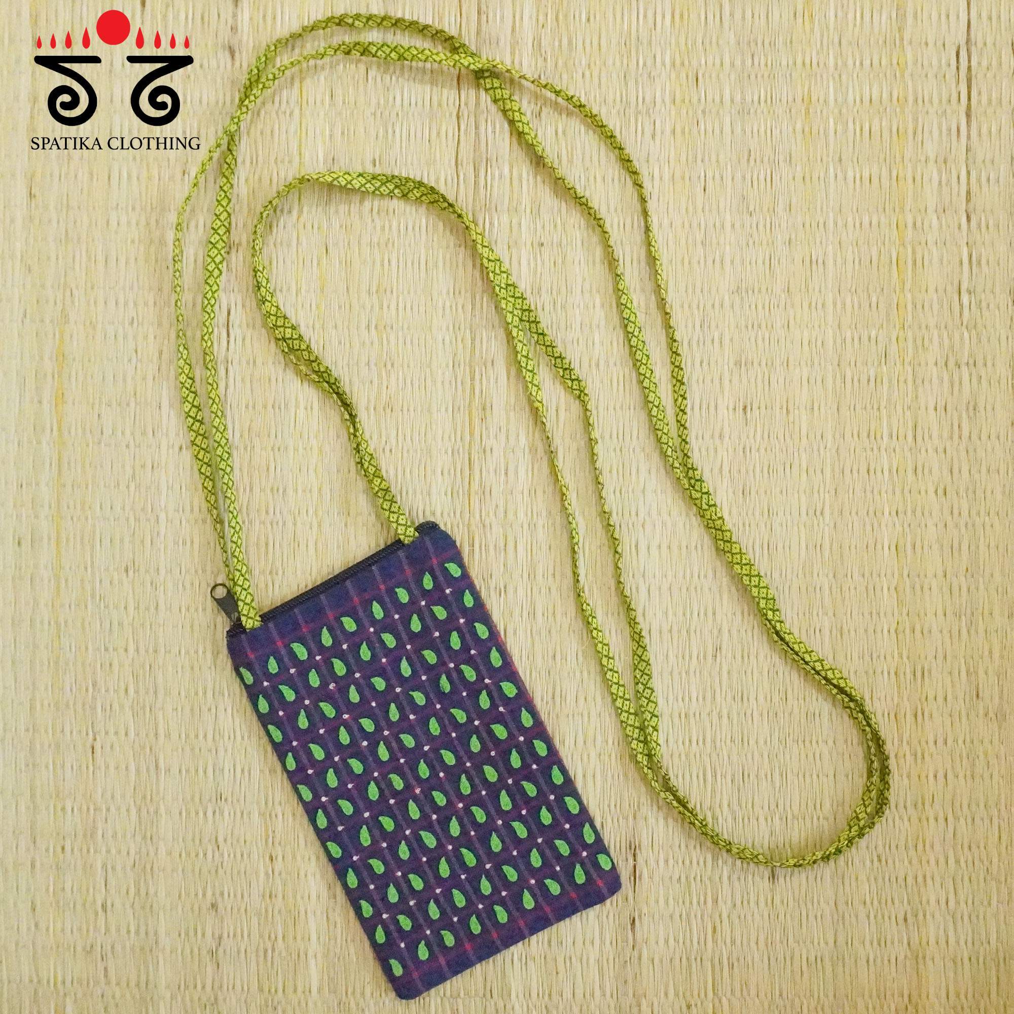 Blue Hand Embroidered Mobile Pouch