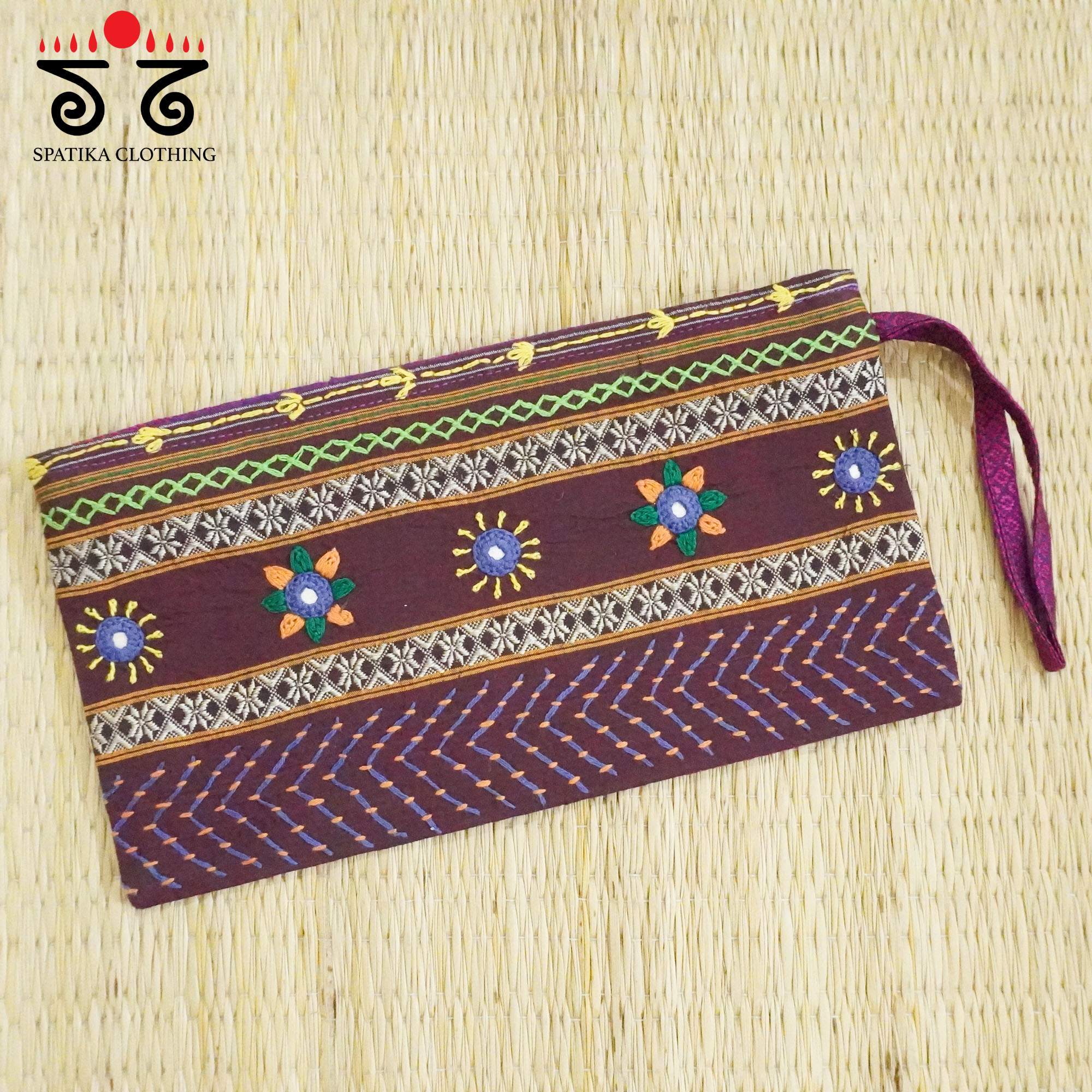 Brown Lambani Hand Embroidered Purse