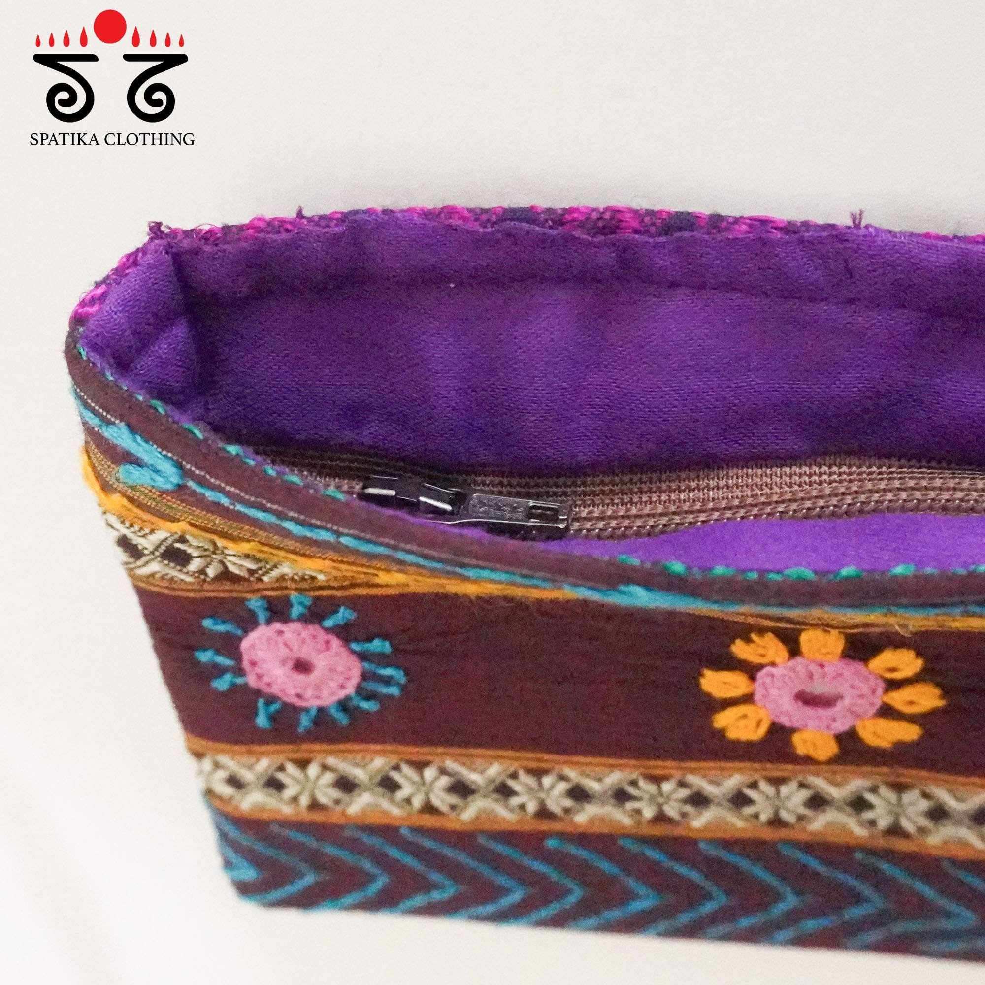Brown Lambani Hand Embroidered Purse