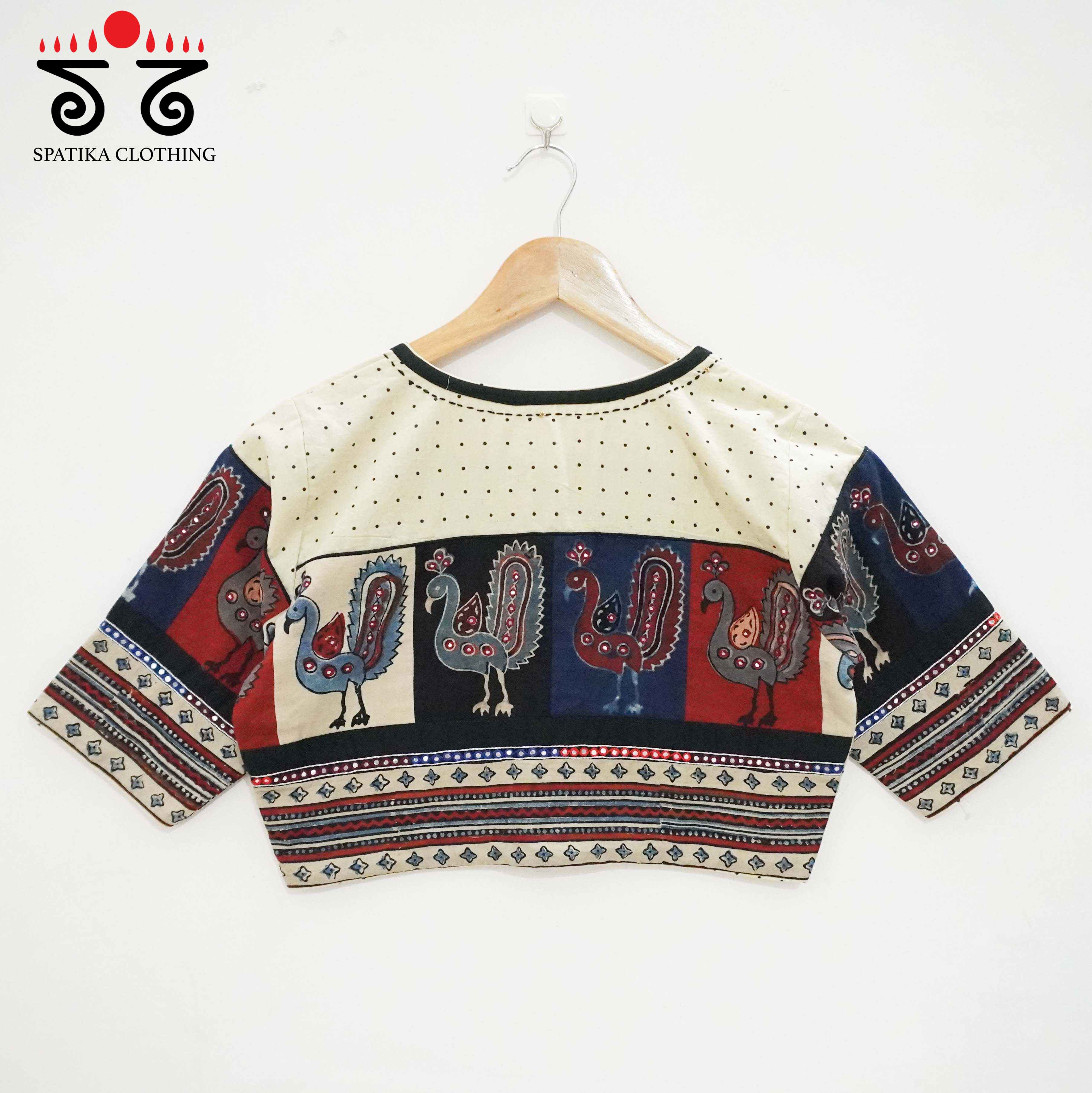 Off White Morni- Ajrak Handcrafted Blouse