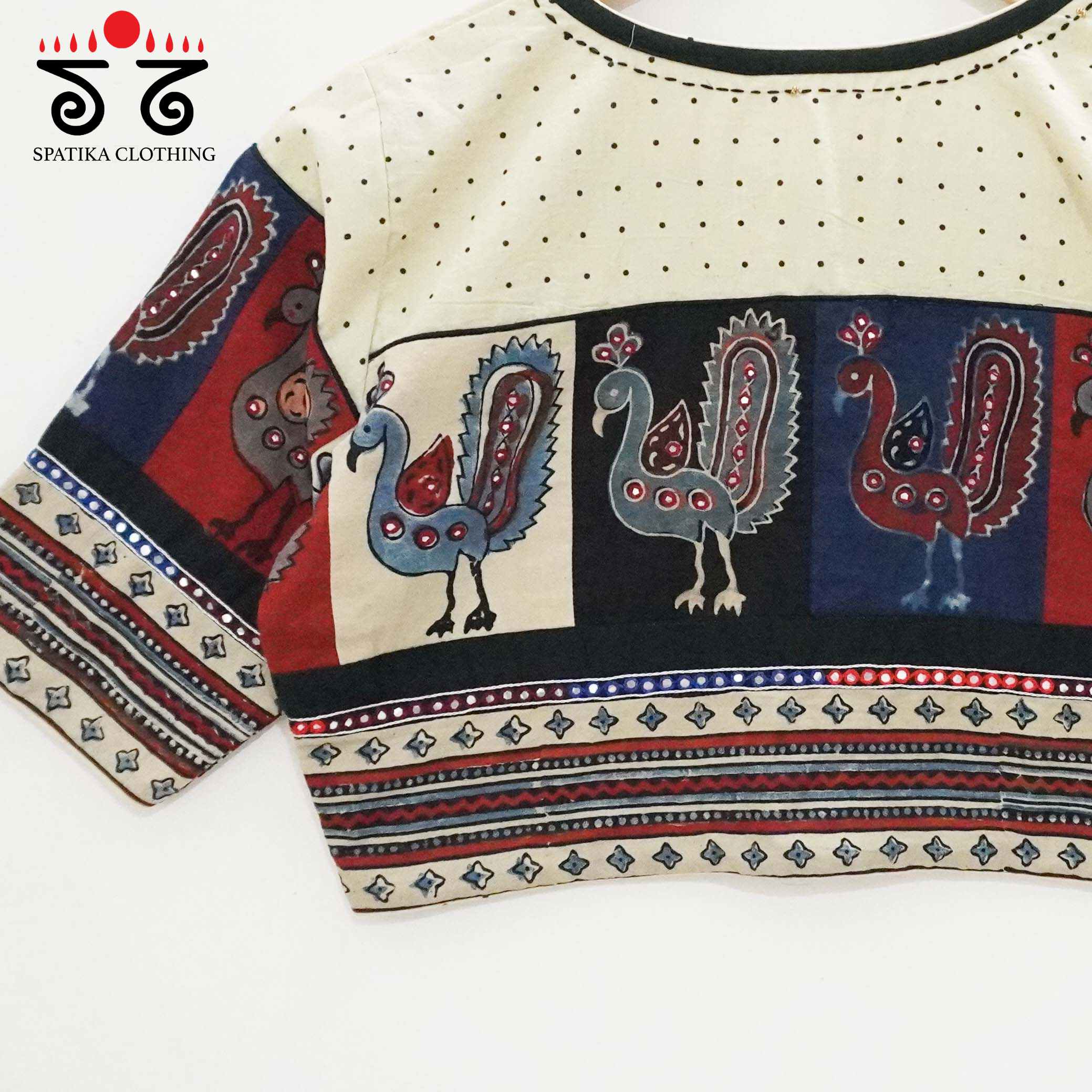 Off White Morni- Ajrak Handcrafted Blouse