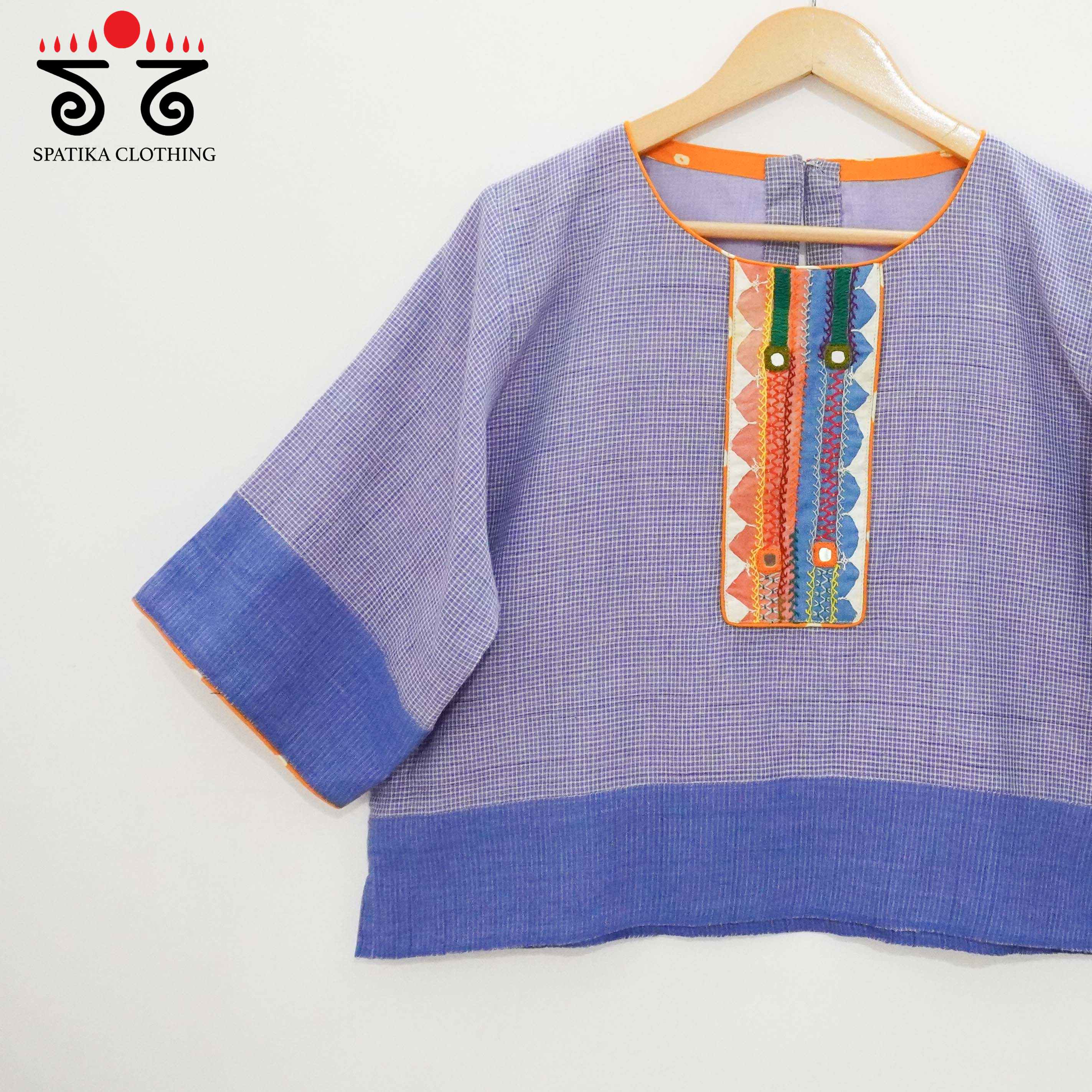 Blue Lambani Checkered Women's Top