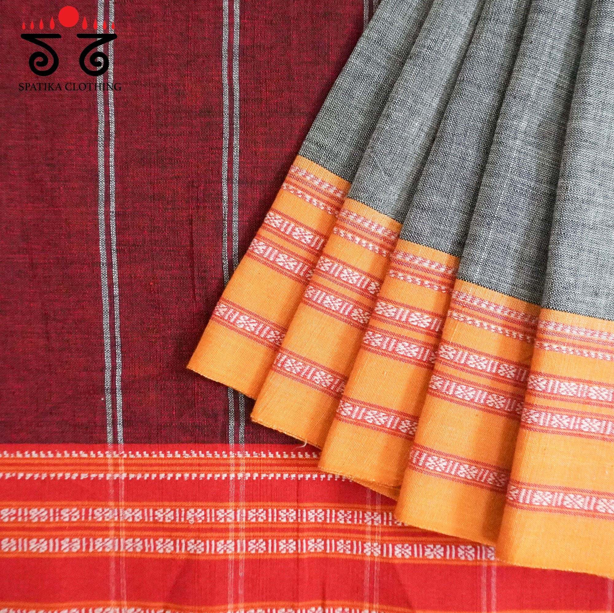 Grey Ilkal Handwoven Cotton Saree - Kalamkari Blouse