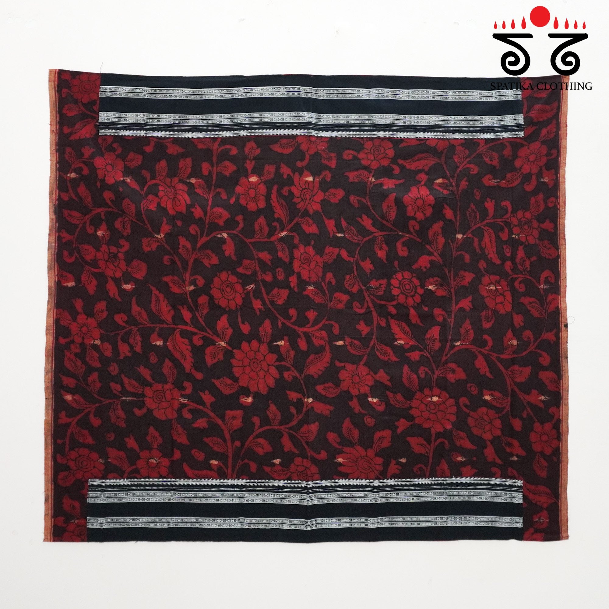 Red Ilkal Handwoven Cotton Saree - Pen Kalamkari Blouse