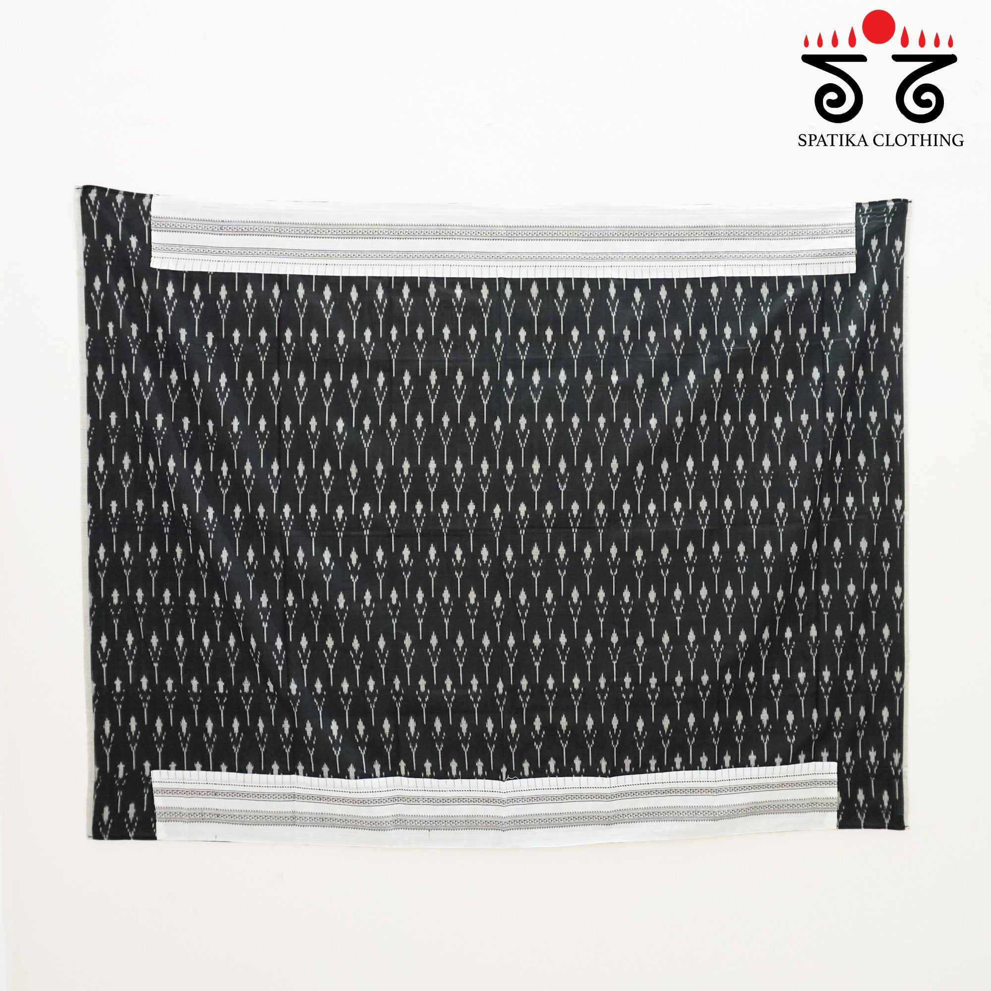 White Ilkal Handwoven Cotton Saree - Ikat Blouse