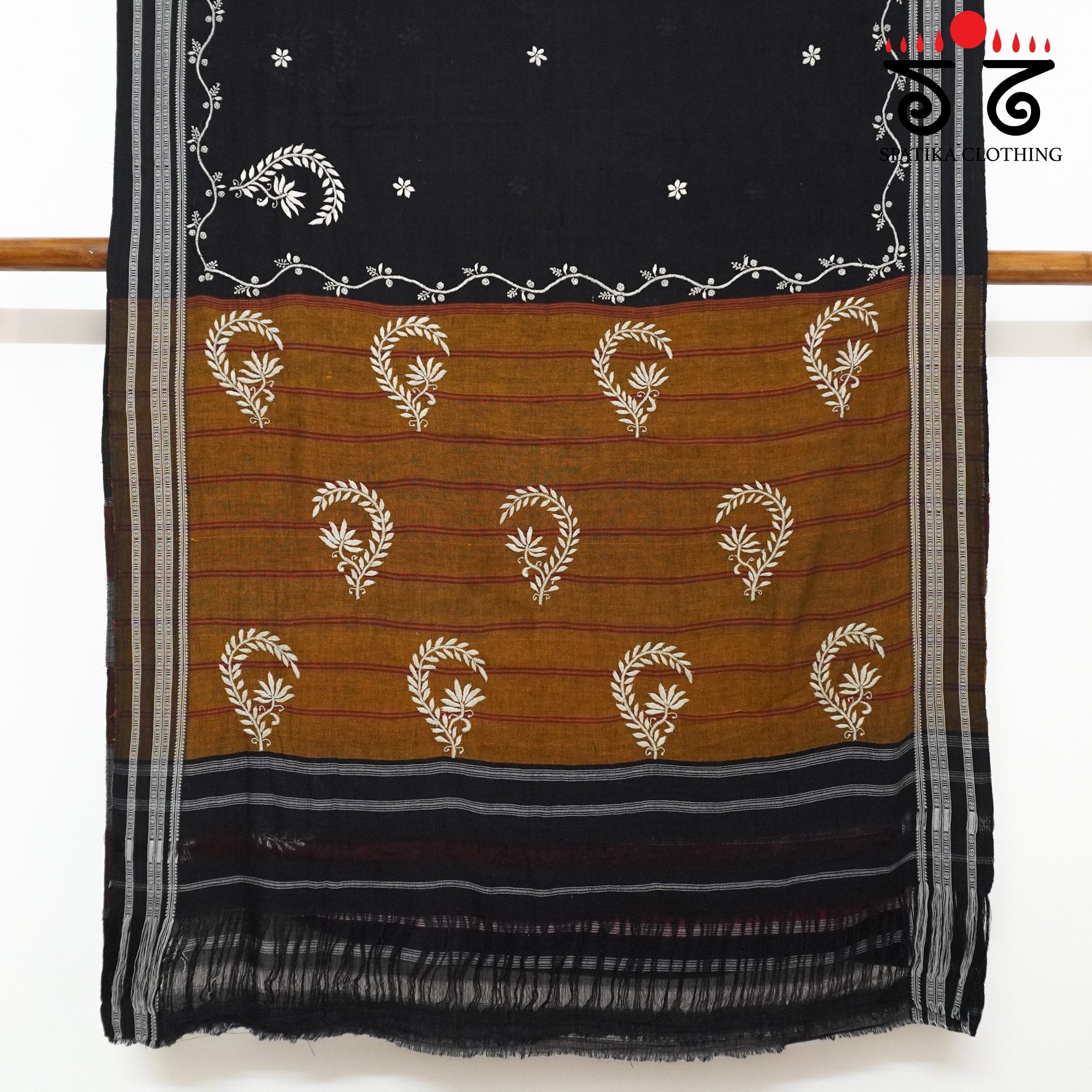 Black Ilkal Chikankari Revival Saree