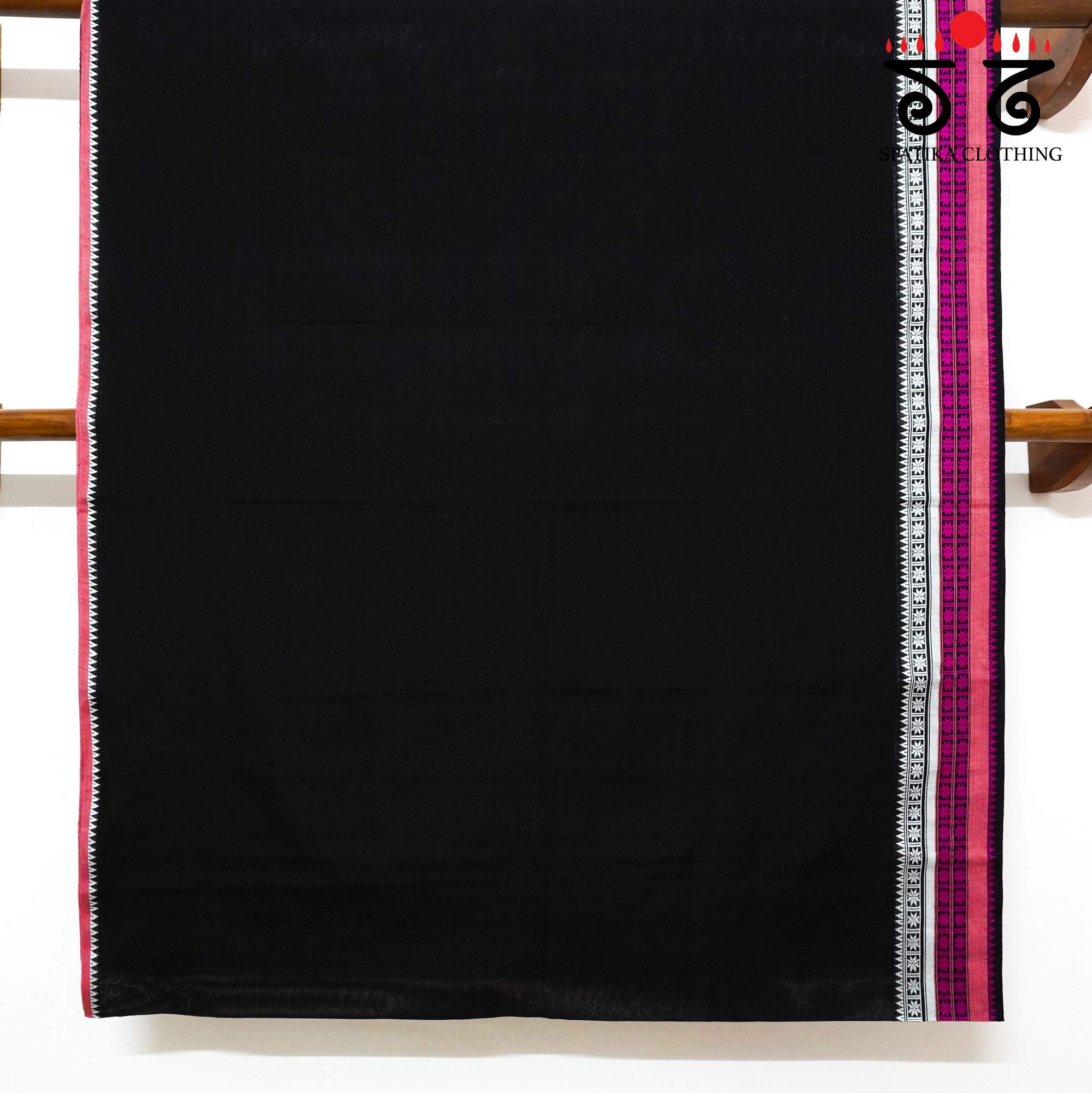 Black Begampur Handwoven Cotton Saree New!
