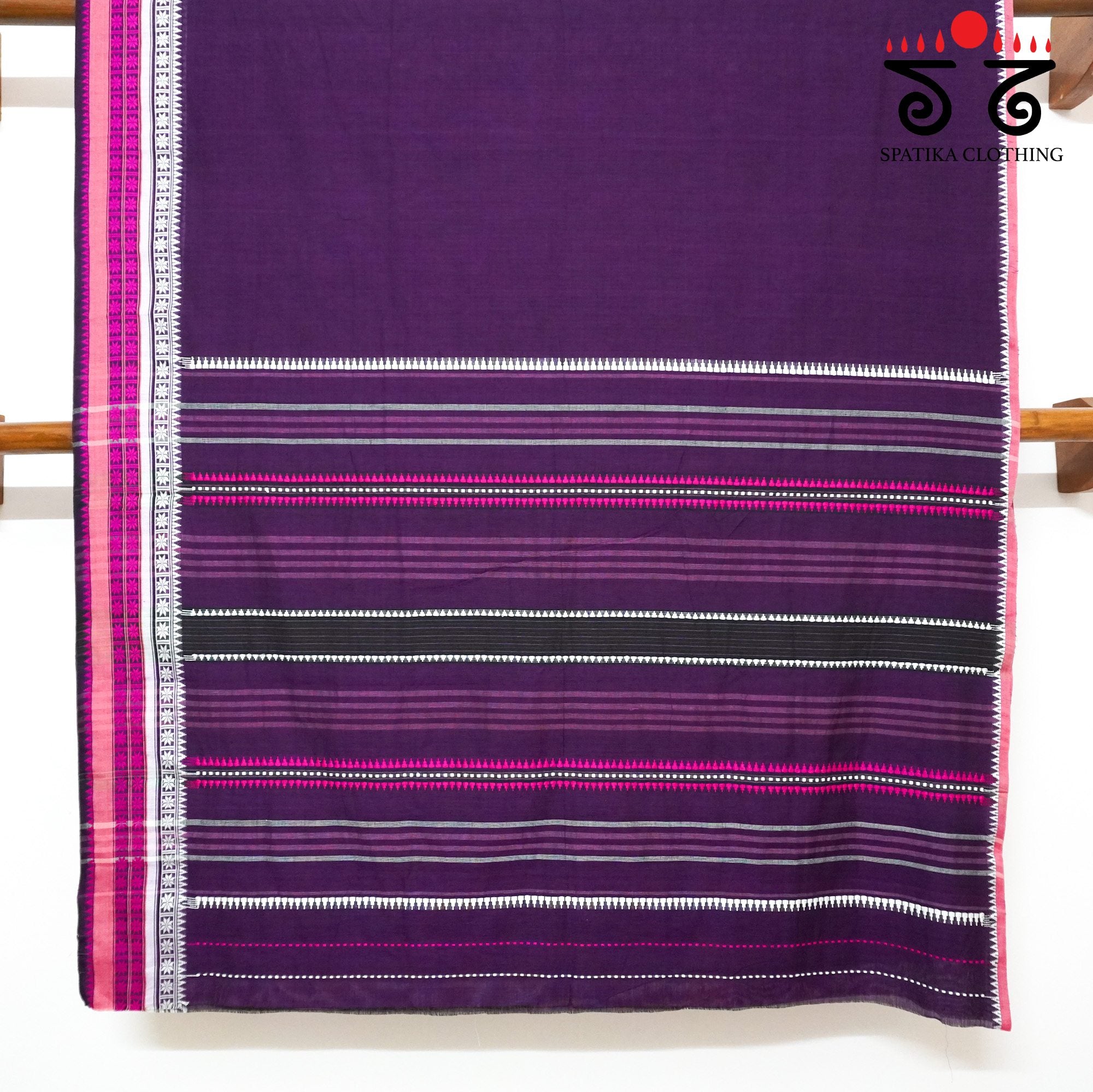 Grape Begampur Handwoven Cotton Saree New!