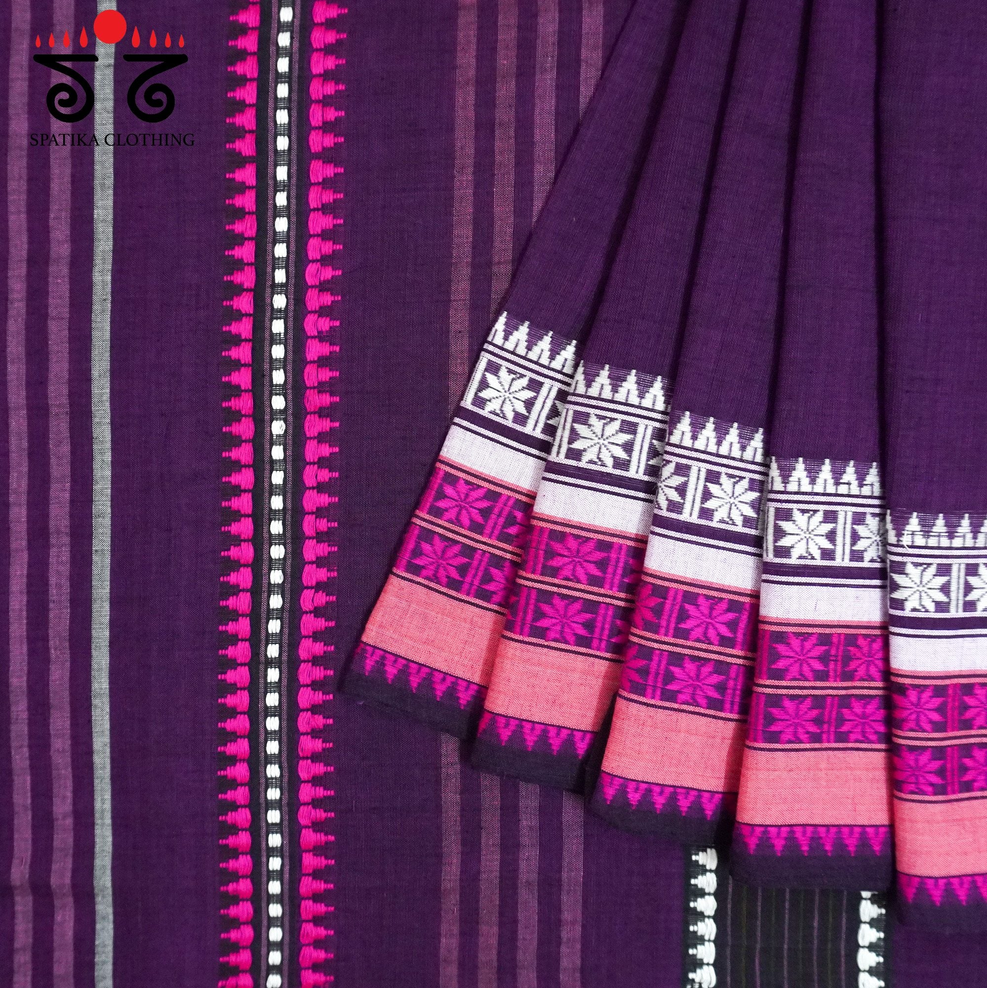 Grape Begampur Handwoven Cotton Saree New!