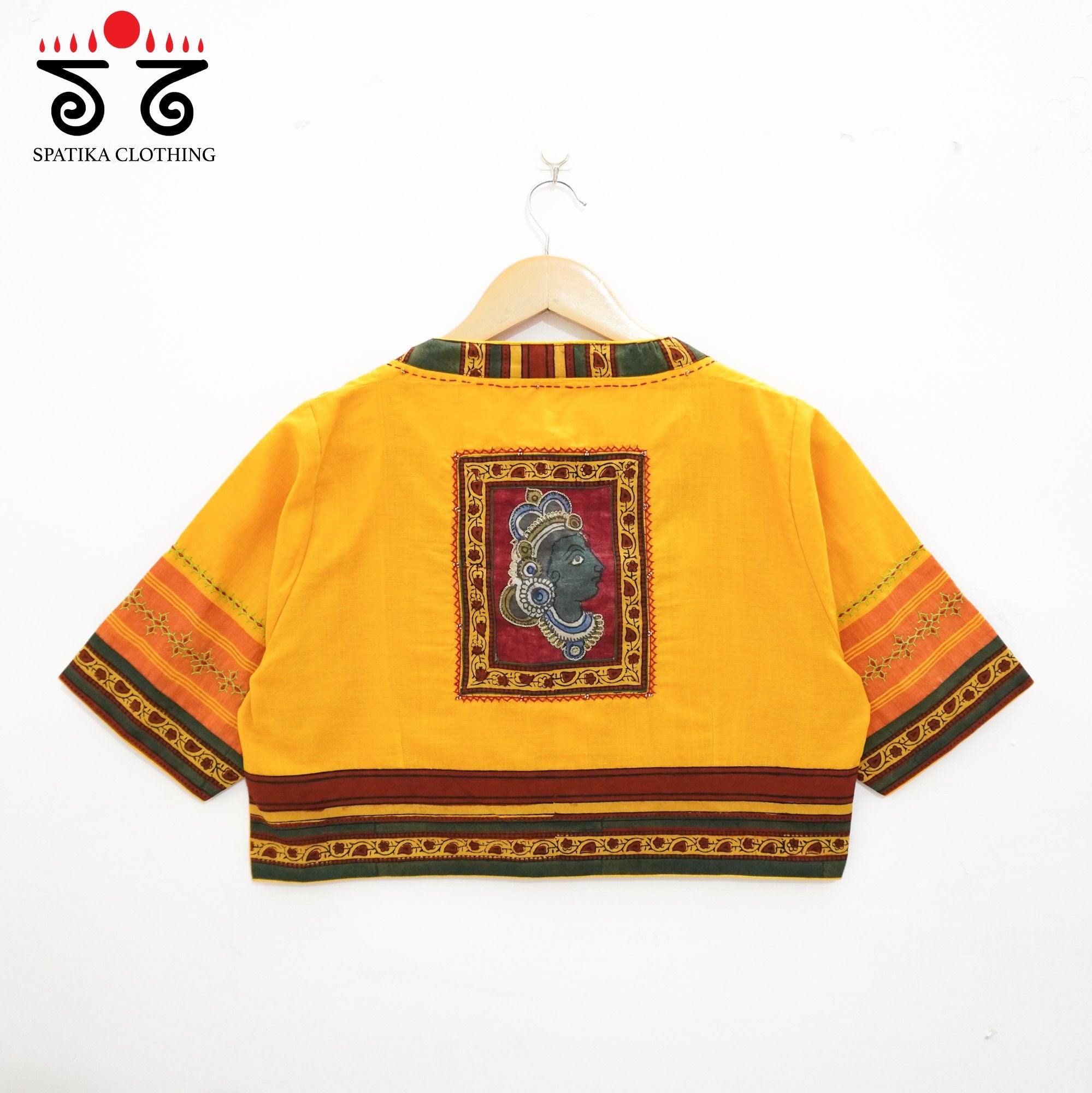 Yellow Pen Kalamkari - Hand Embroidered Blouse