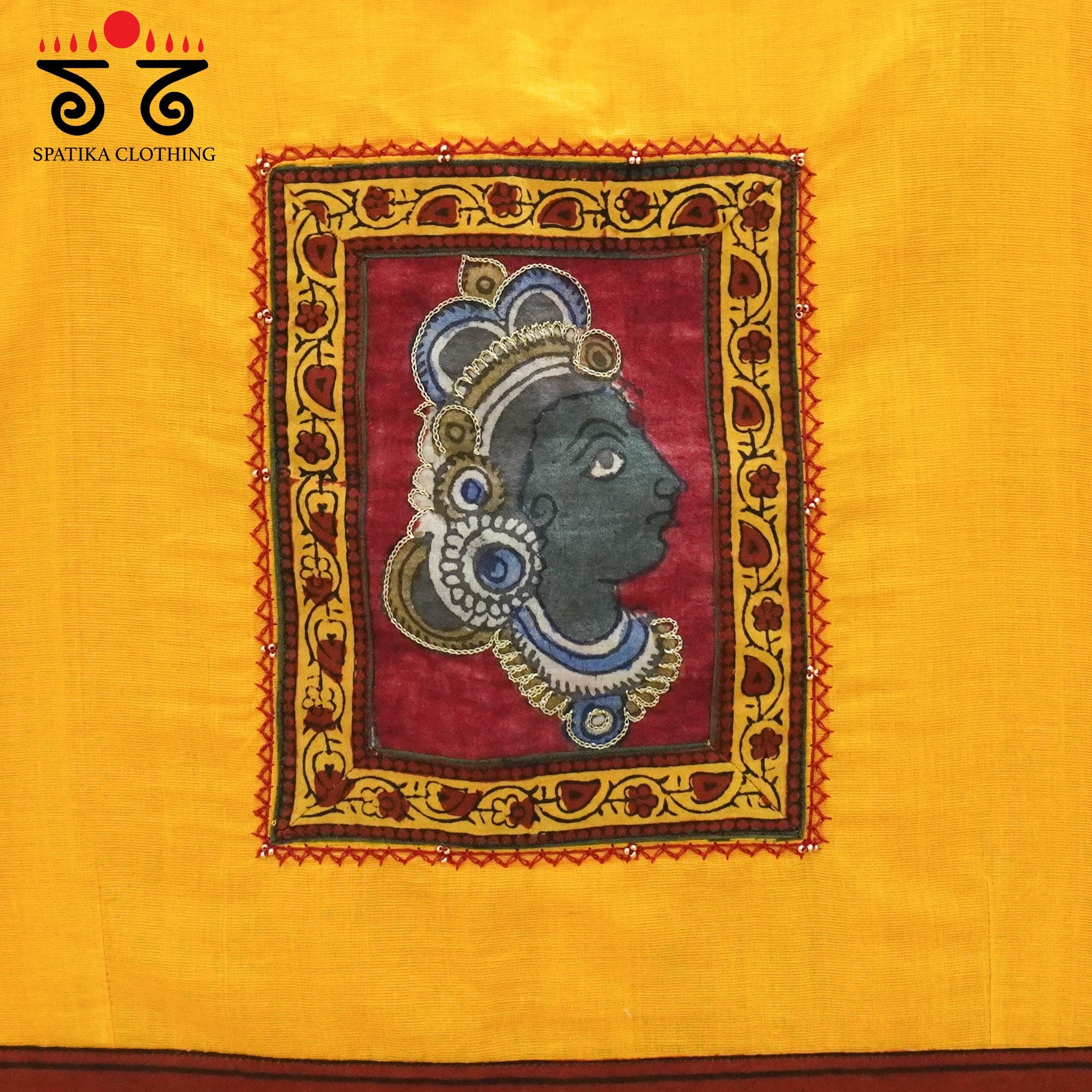 Yellow Pen Kalamkari - Hand Embroidered Blouse