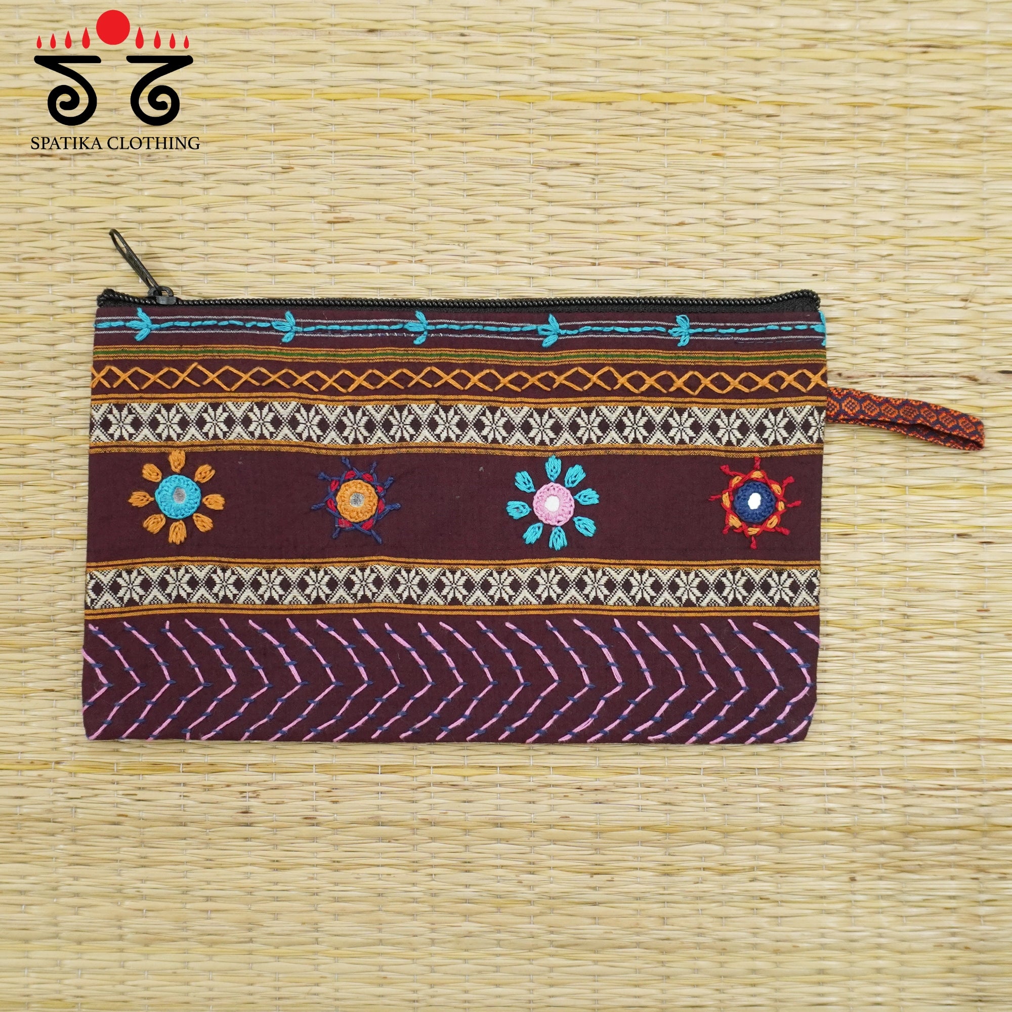 Brown Lambani Hand Embroidered Purse
