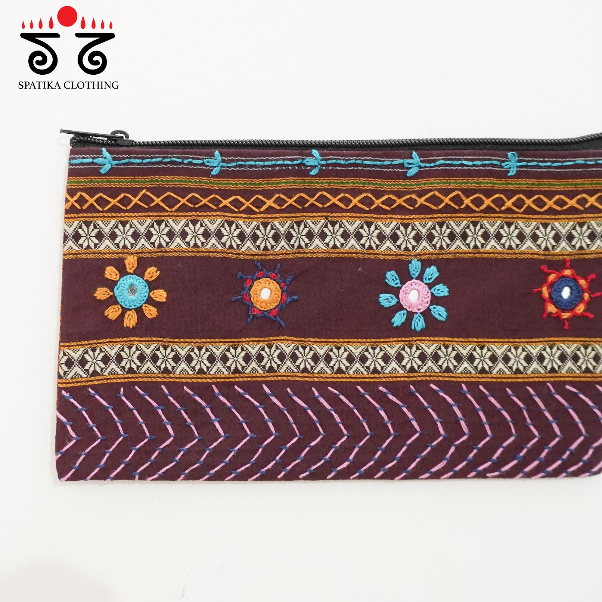 Brown Lambani Hand Embroidered Purse