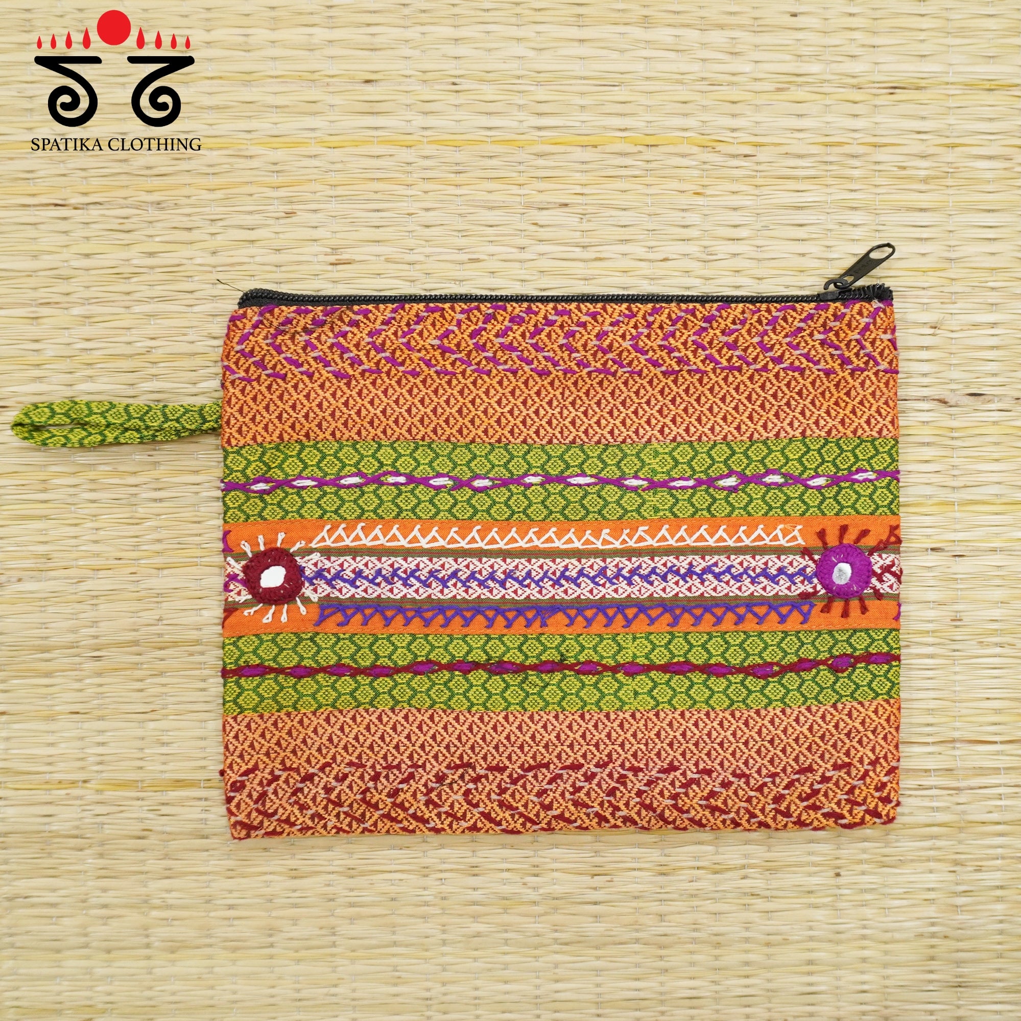 Orange Lambani Hand Embroidered Purse